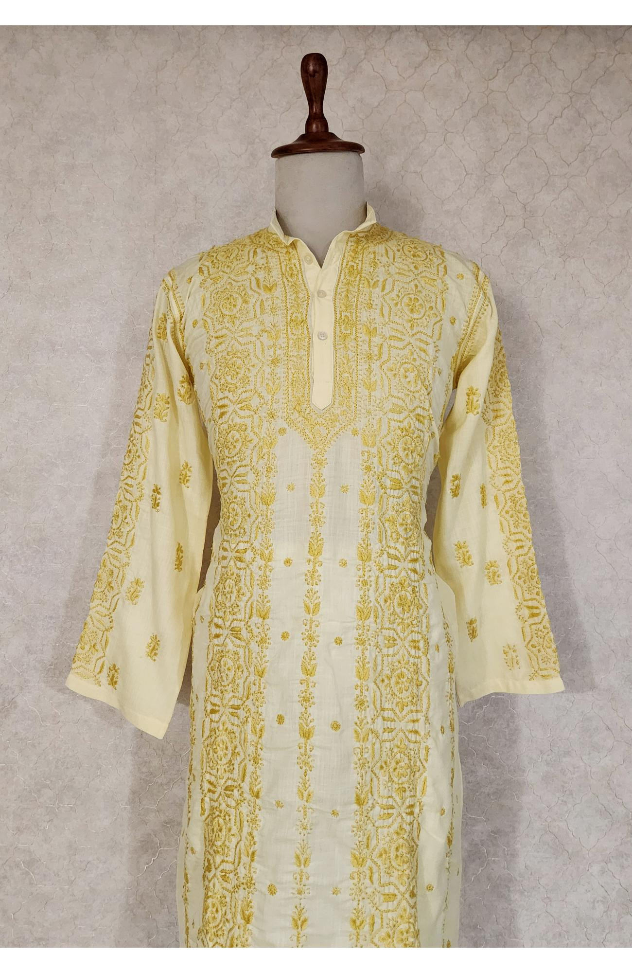 Lemon Yellow Cotton Chikankari Kurta