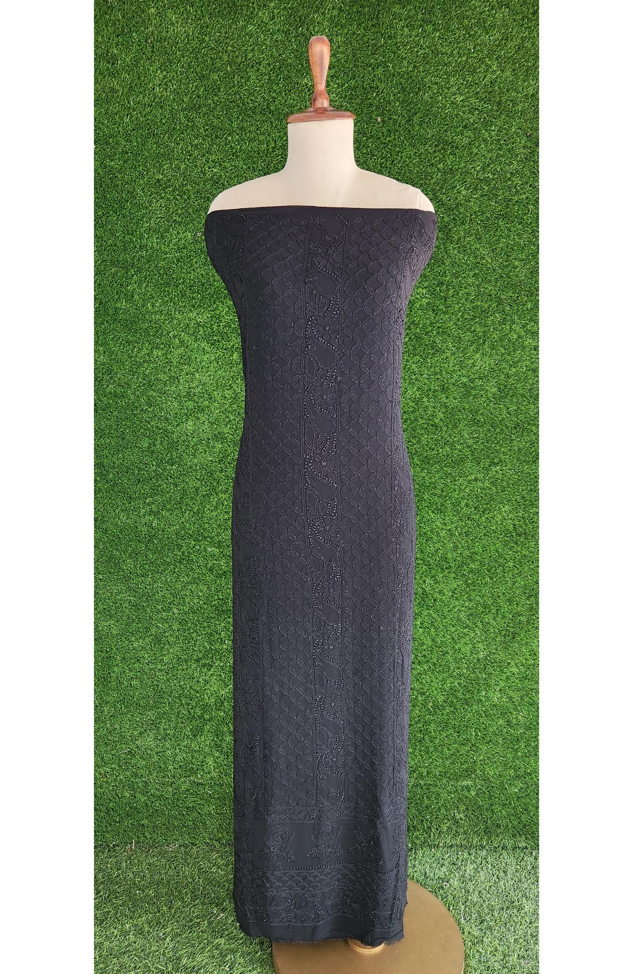 Black Pure Georgette Chikankari Kurta & Dupatta I Rohia