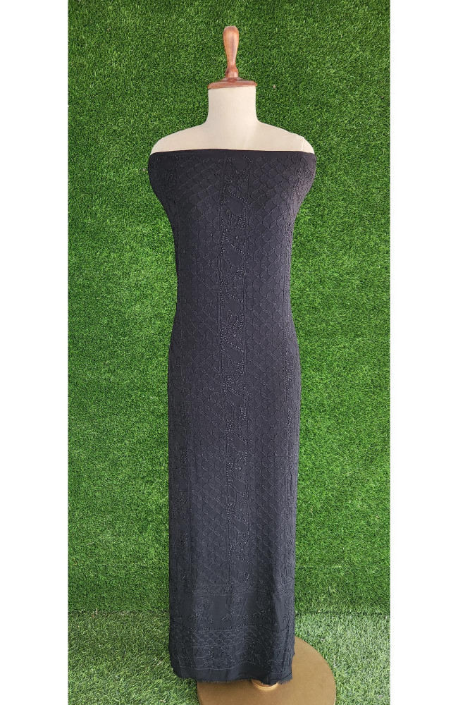 Image of Black Pure Georgette Chikankari Kurta &amp; Dupatta I Rohia