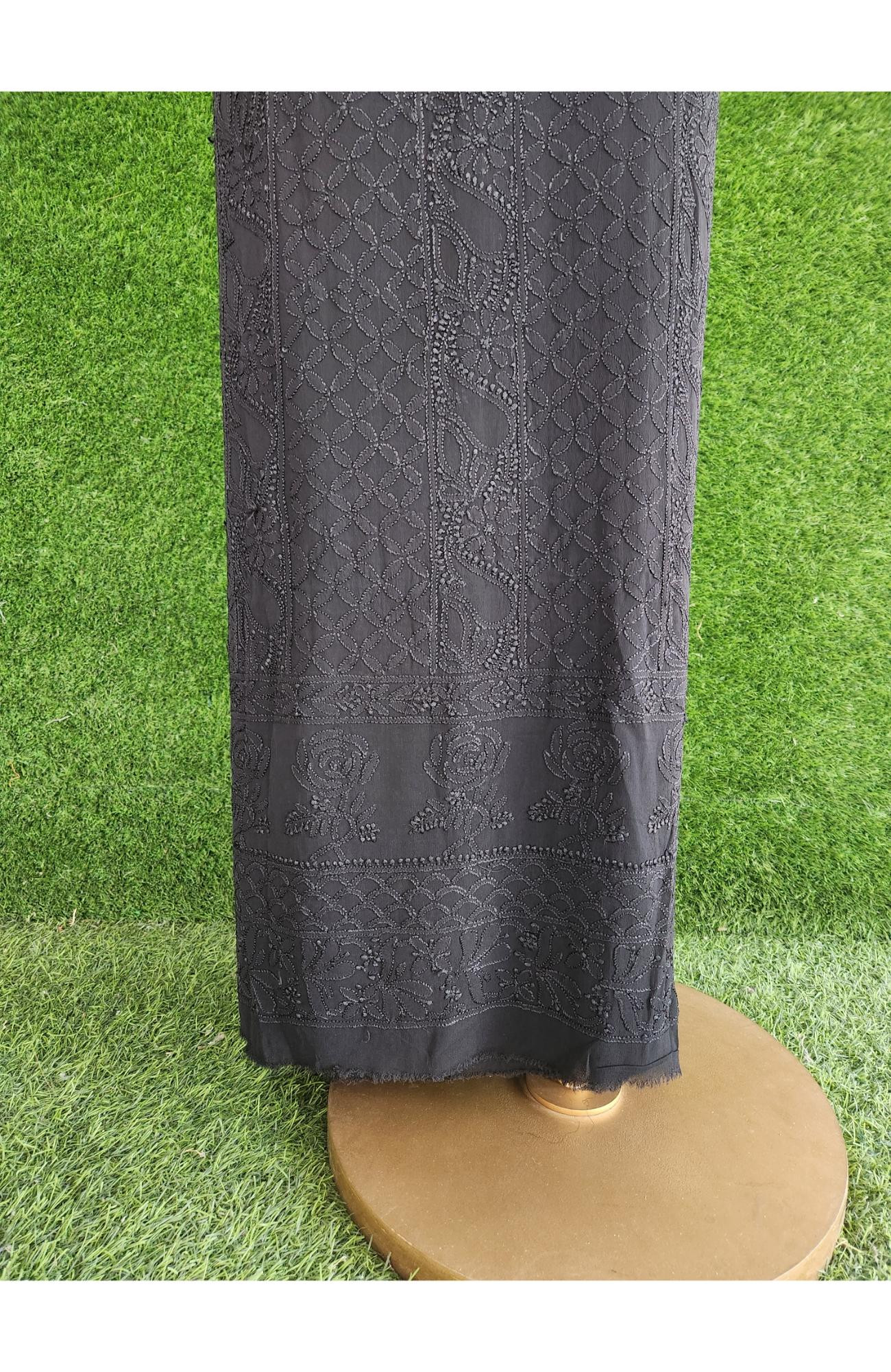 Black Pure Georgette Chikankari Kurta & Dupatta I Rohia