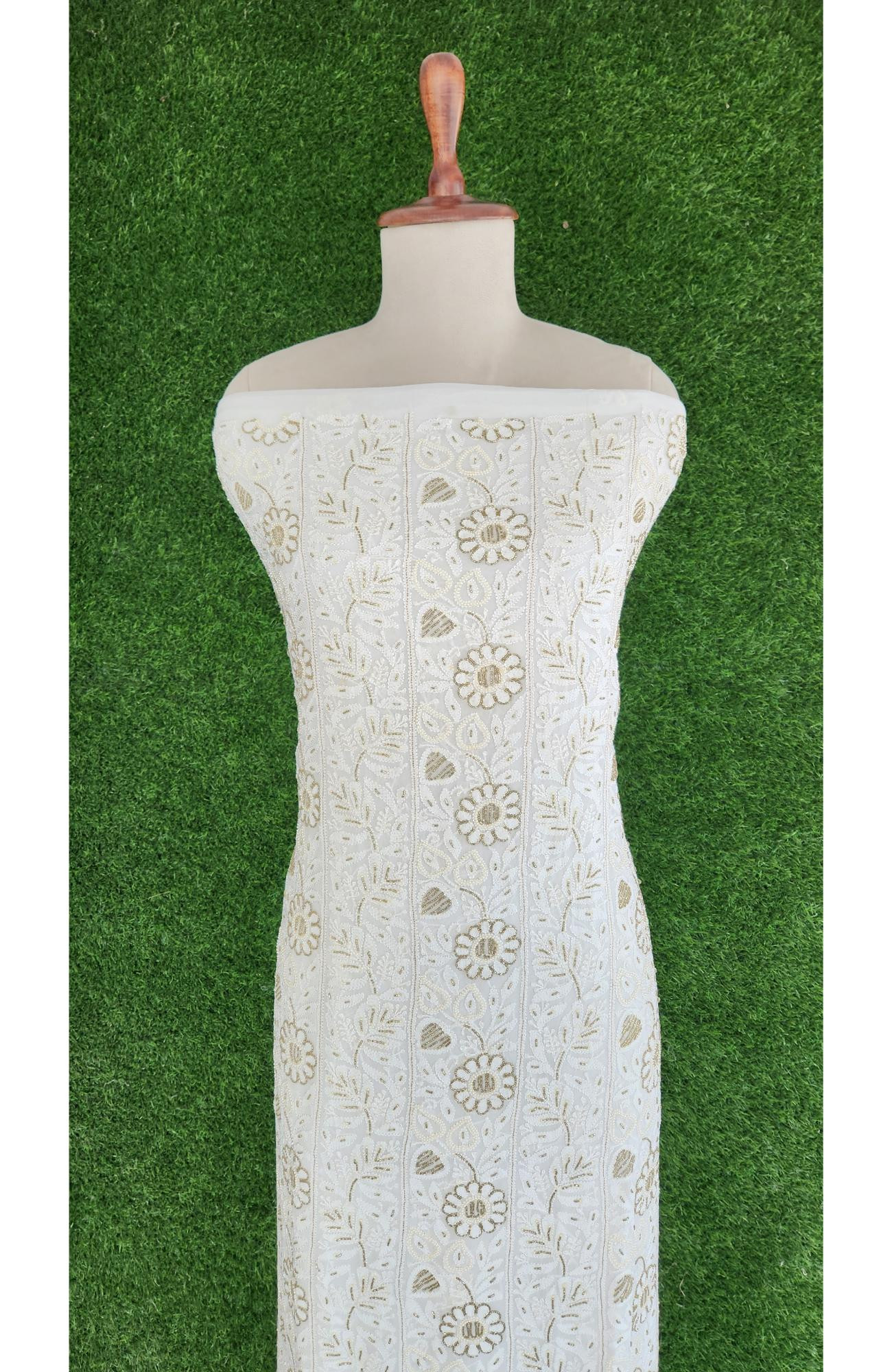 White Pure Georgette Chikankari Kurta & Dupatta