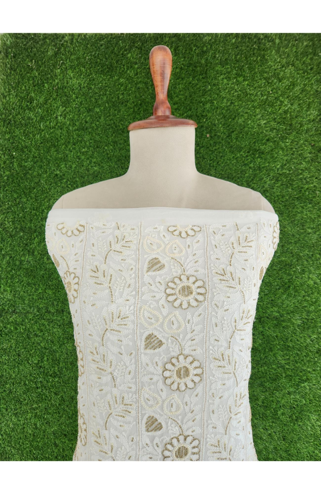 White Pure Georgette Chikankari Kurta & Dupatta