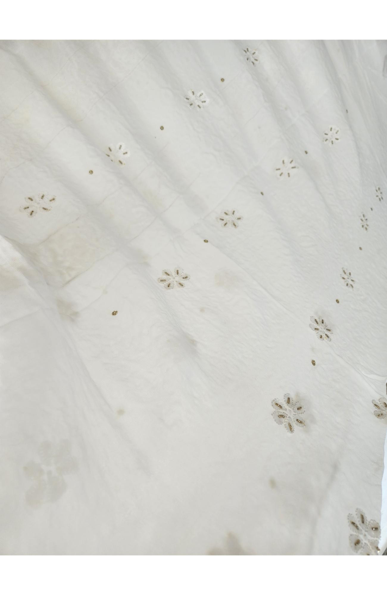 White Pure Georgette Chikankari Kurta & Dupatta