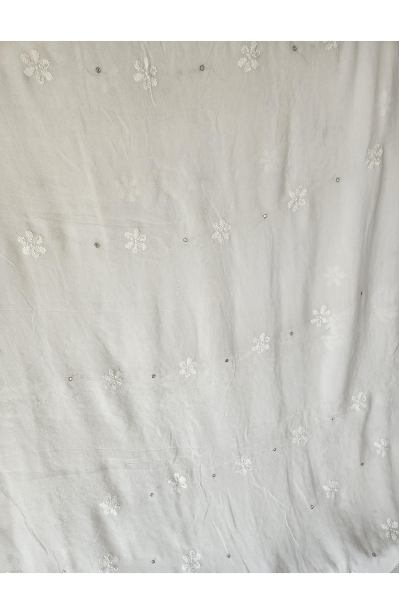 White Pure Georgette Chikankari Kurta & Dupatta