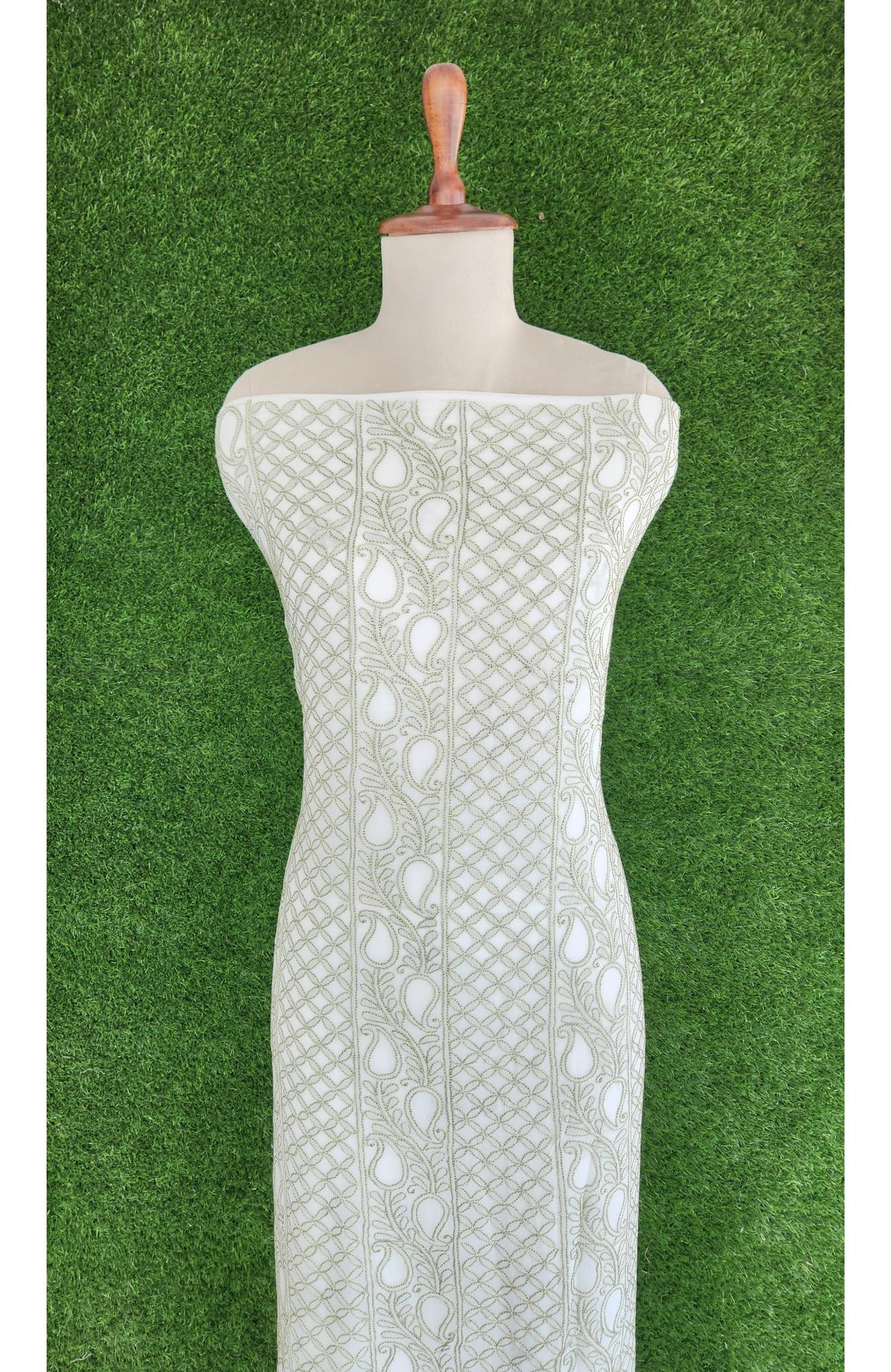 White Pure Georgette Chikankari Kurta & Dupatta