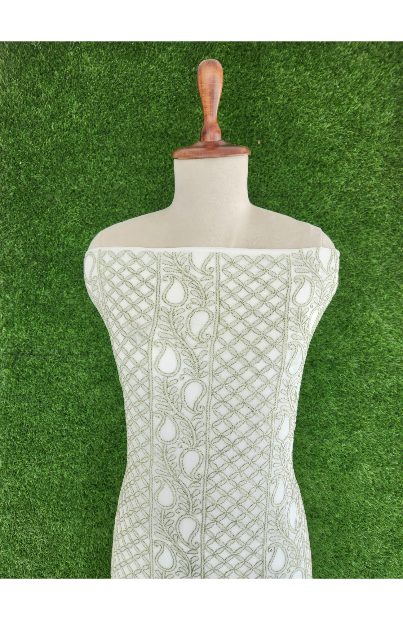 White Pure Georgette Chikankari Kurta & Dupatta