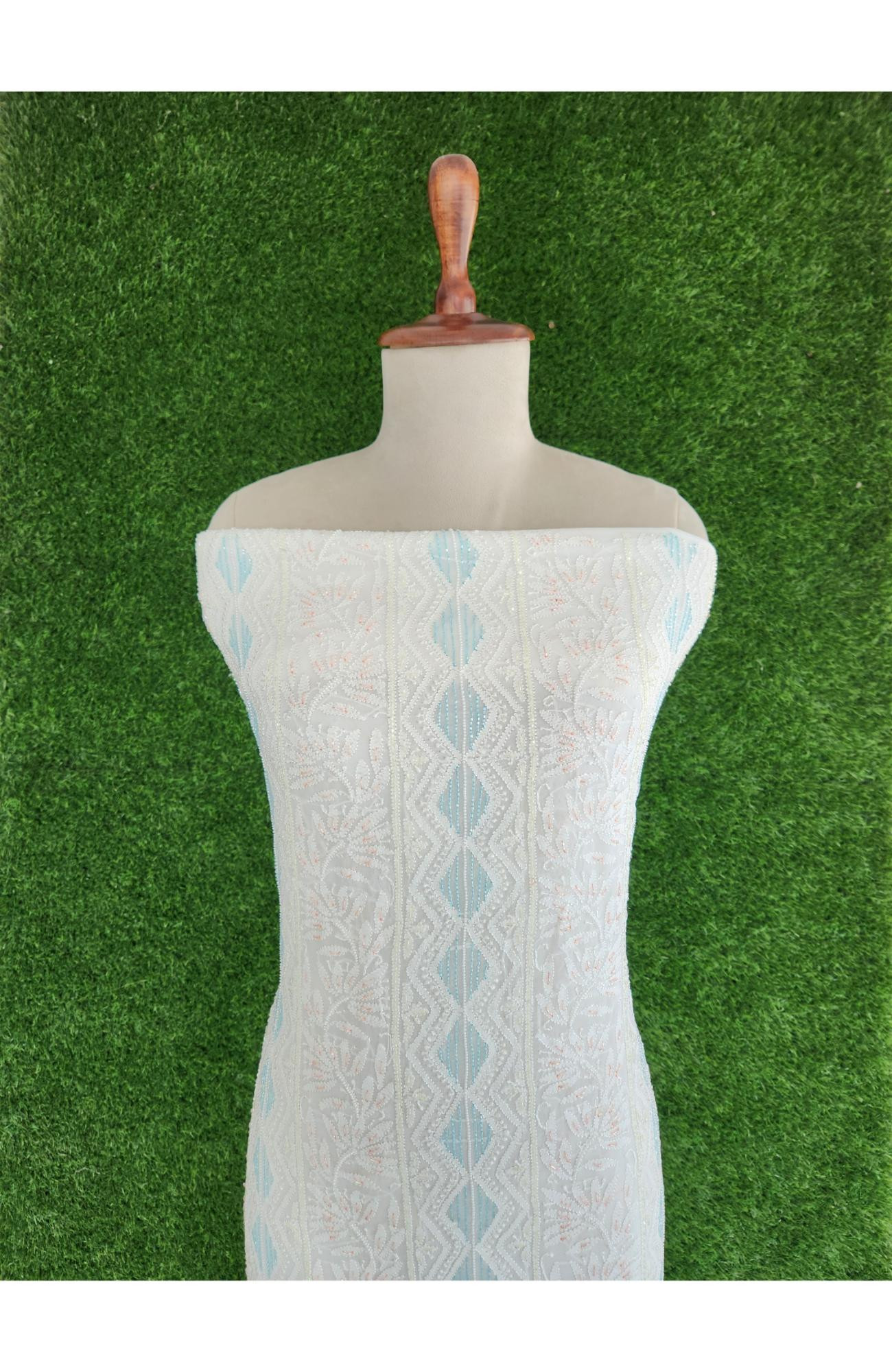 White Pure Georgette Chikankari Kurta & Dupatta