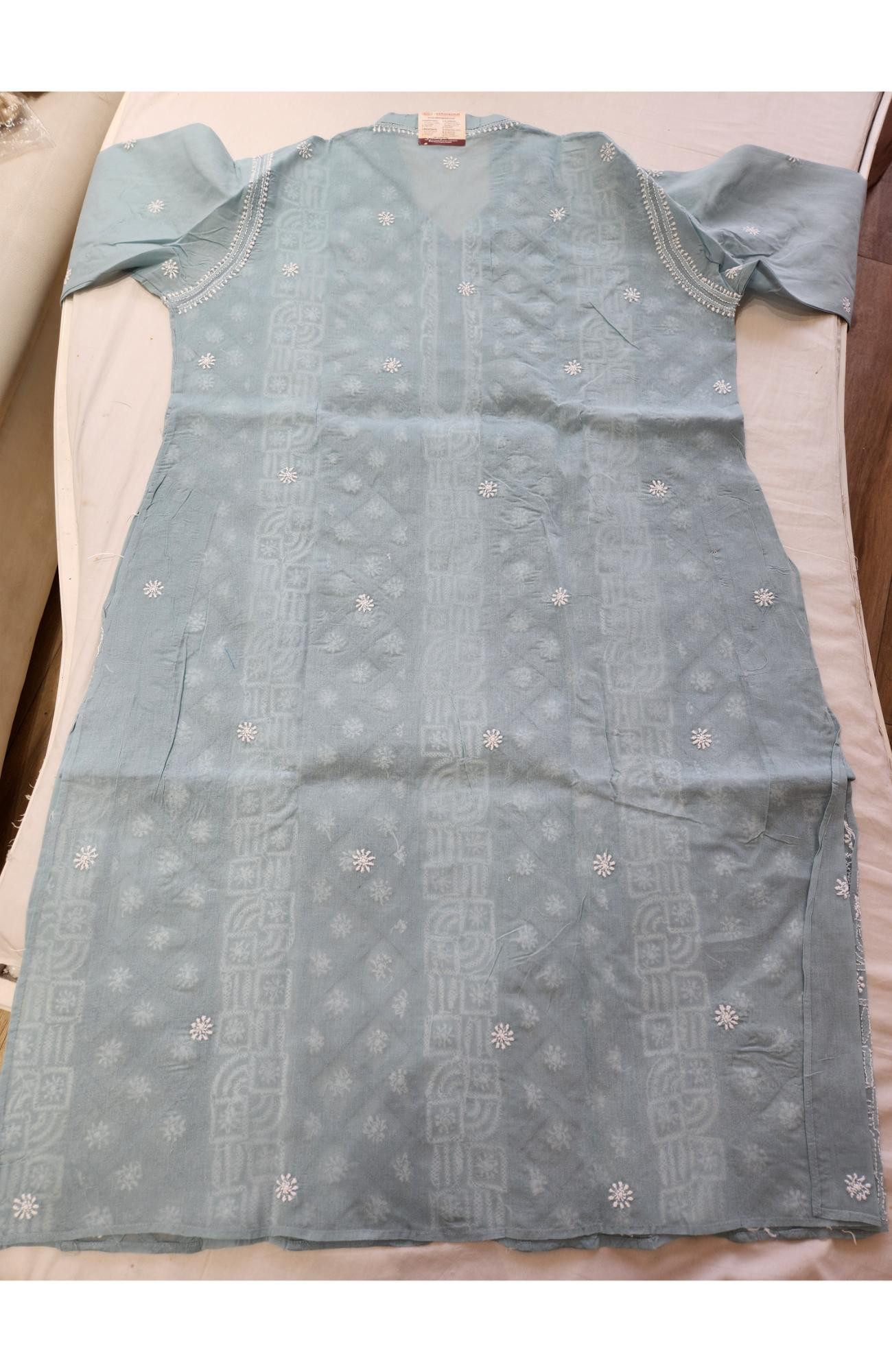 Grey Cotton Chikankari Kurta