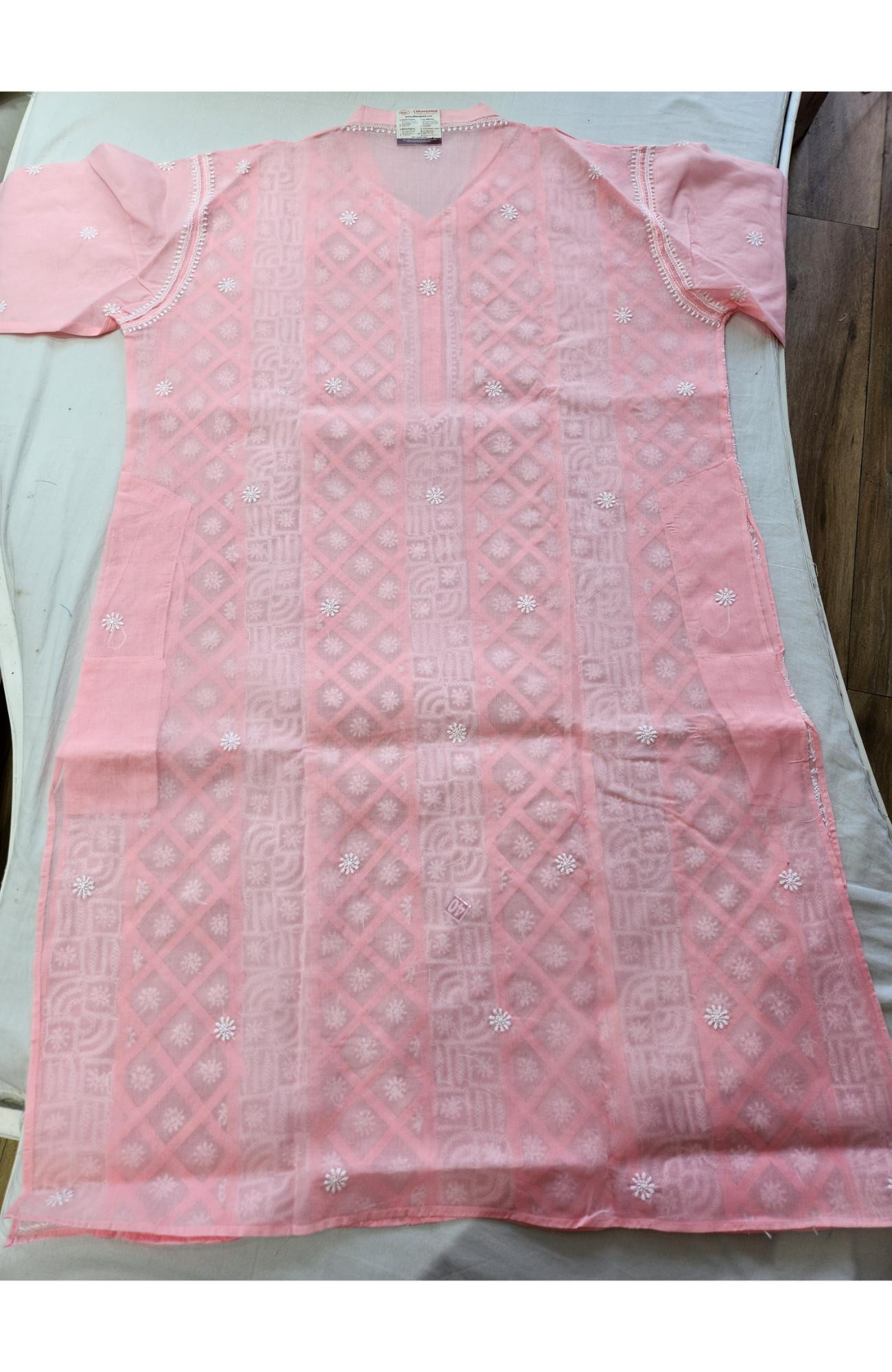 Pink Cotton Chikankari Kurta