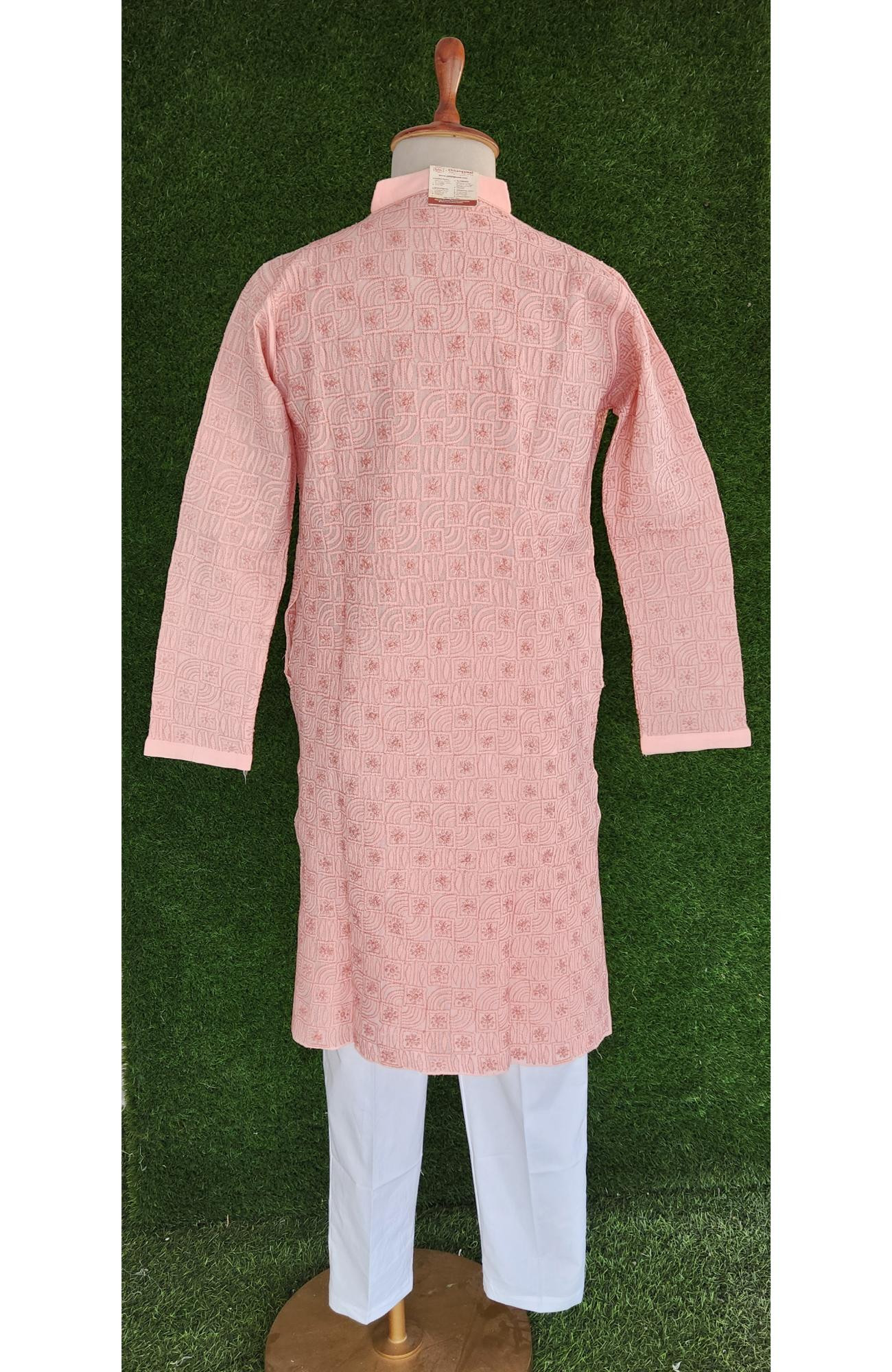 Carrot Pink Chikankari Kurta