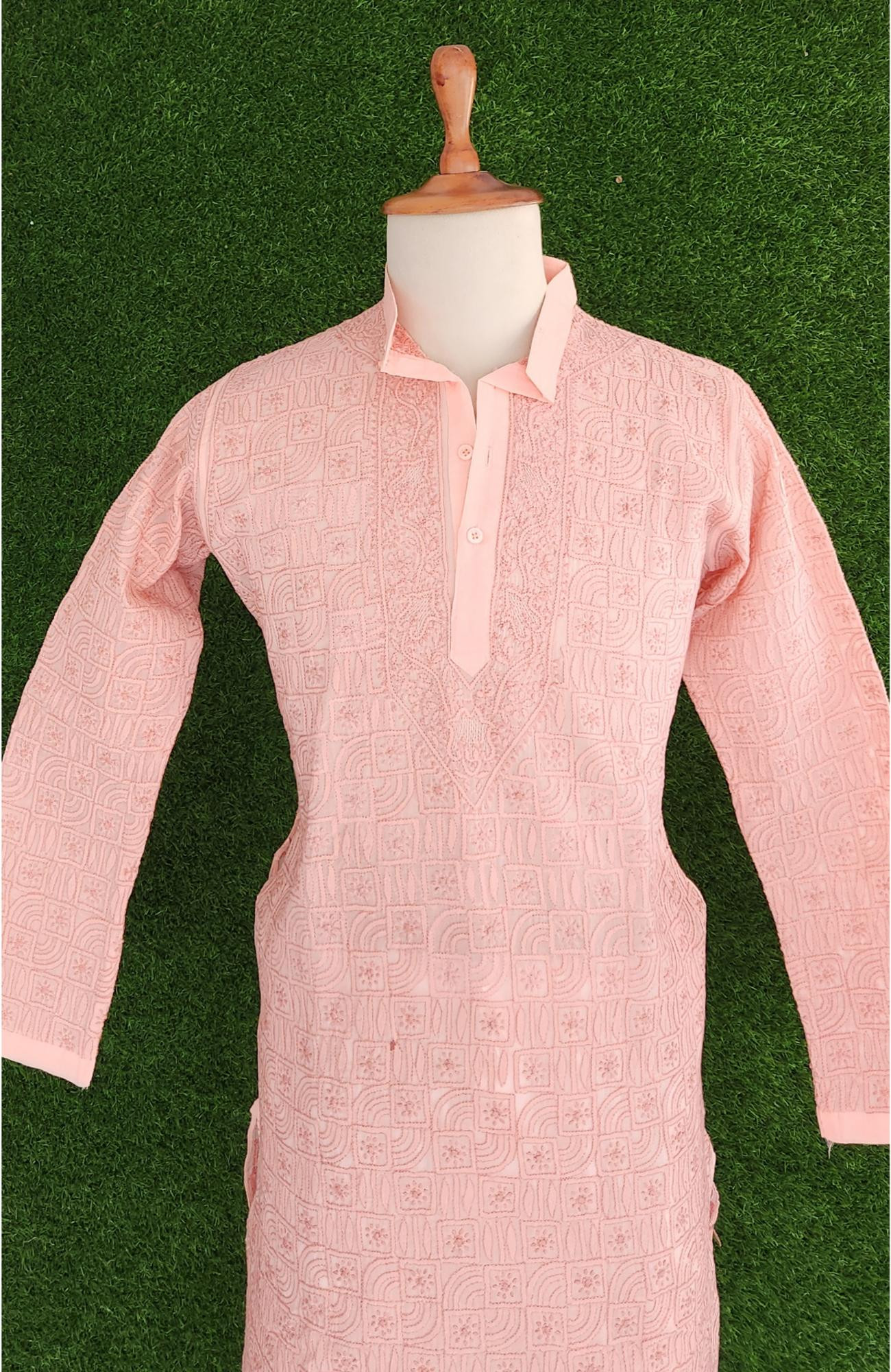Carrot Pink Chikankari Kurta