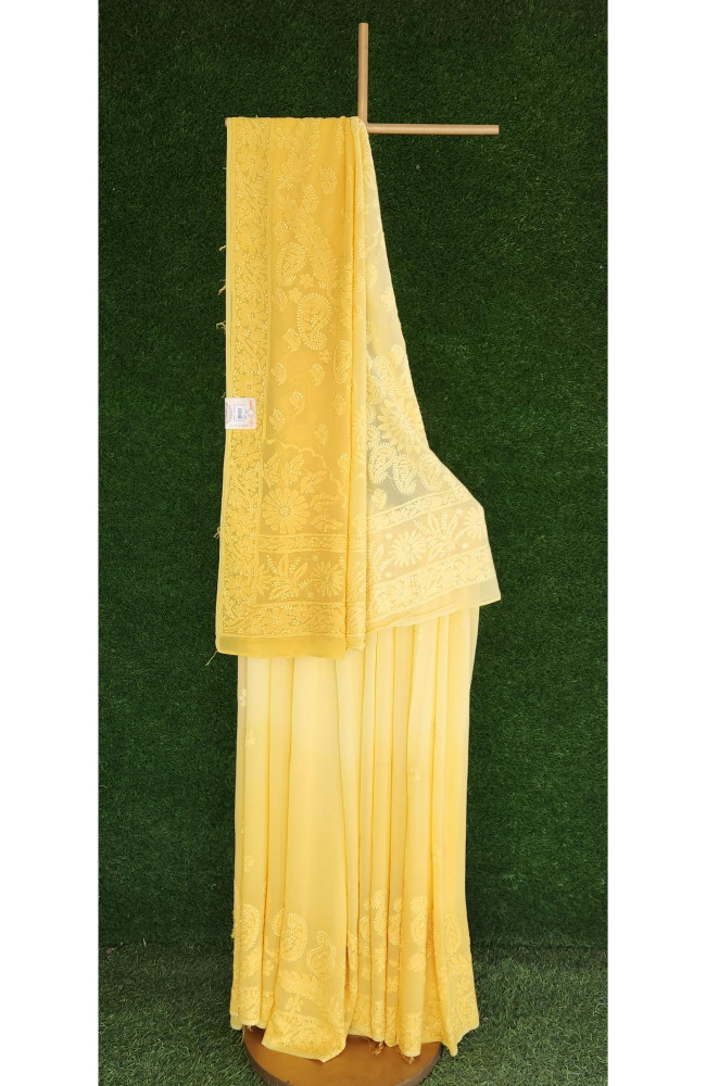 Image of Ombre Pure Georgette Chikankari Saree