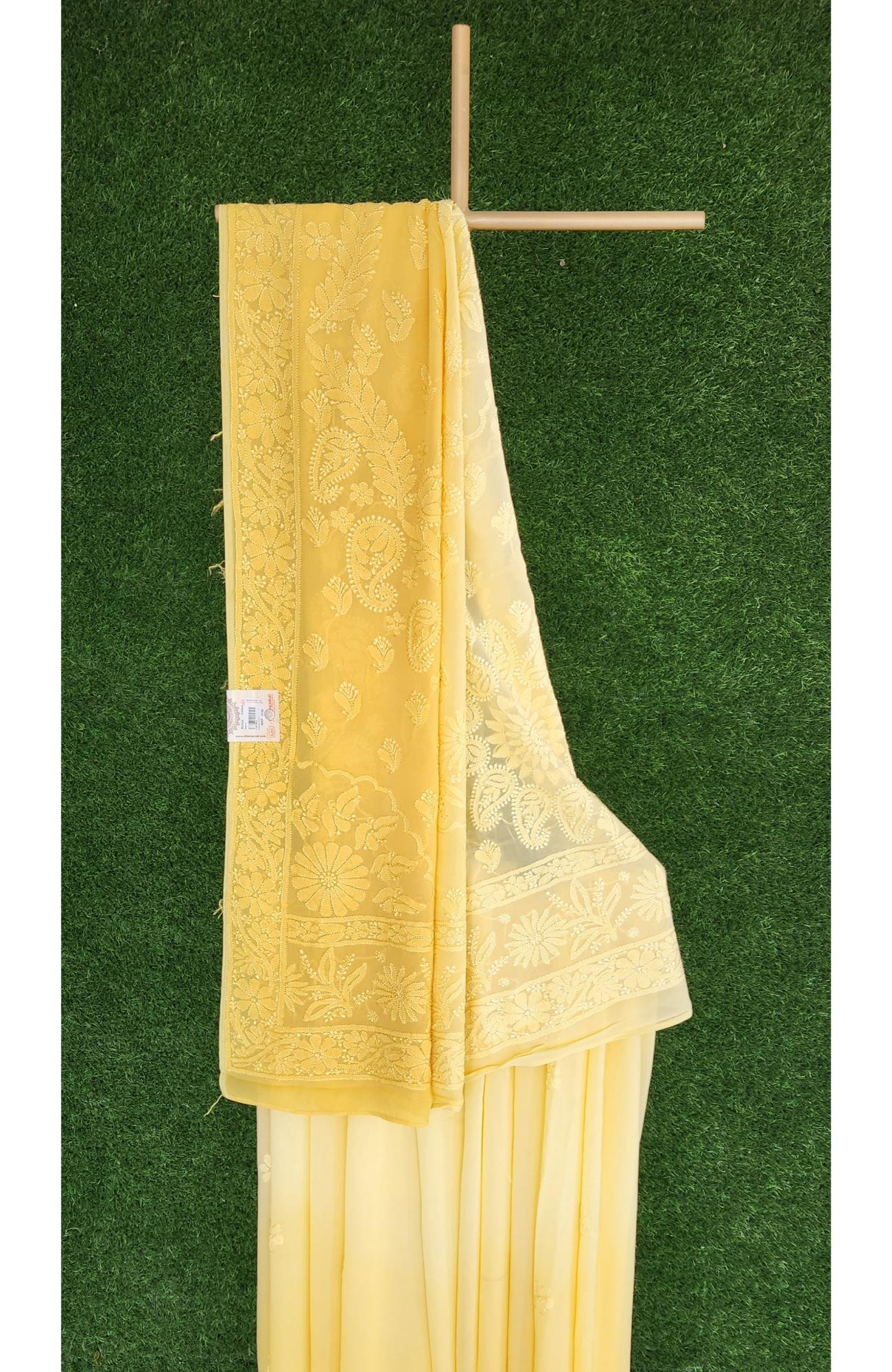 Ombre Pure Georgette Chikankari Saree