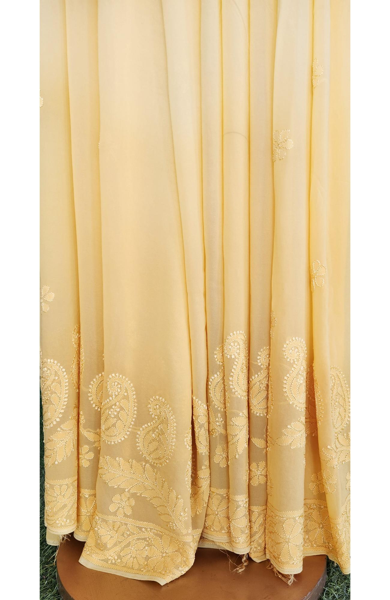 Ombre Pure Georgette Chikankari Saree