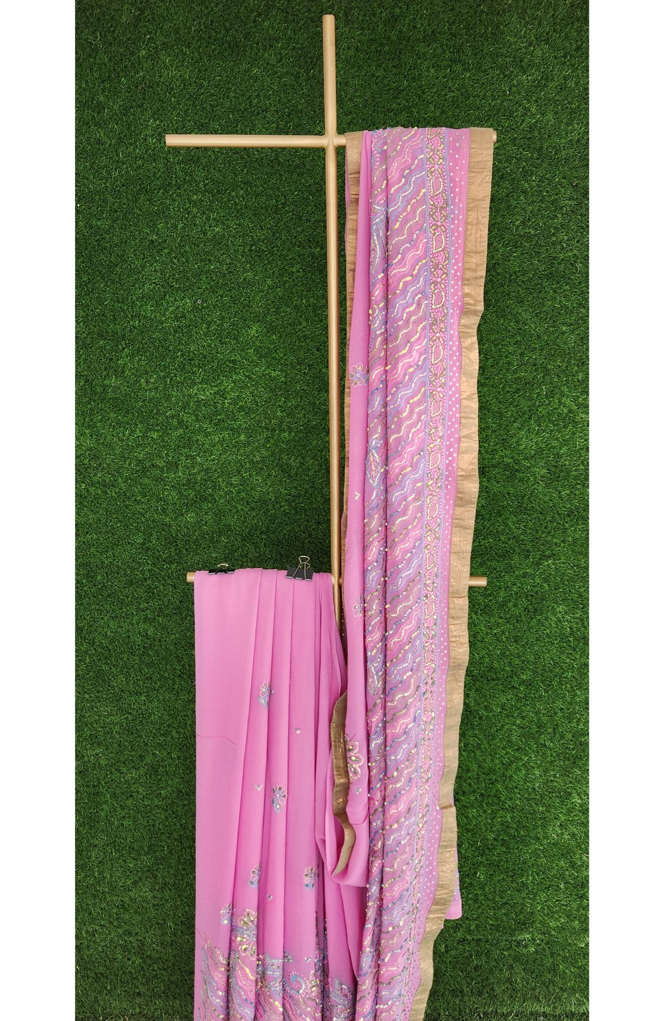 Magenta Pure Georgette Chikankari Saree I Rohia