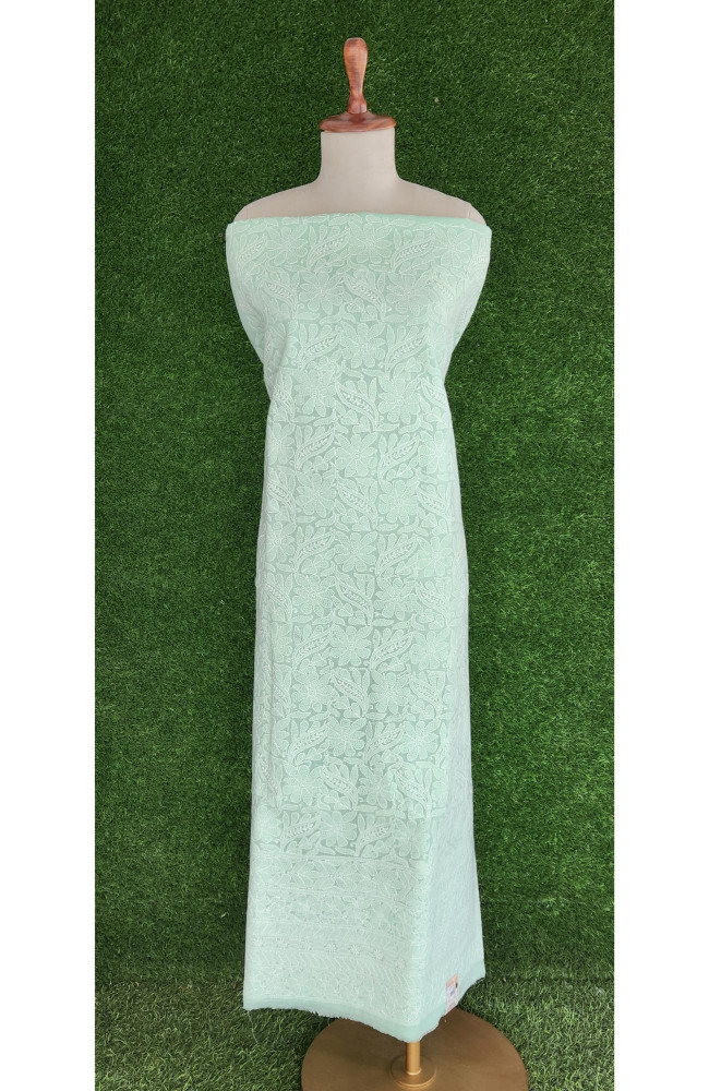 Image of Sea Green Cotton Chikankari Kurta