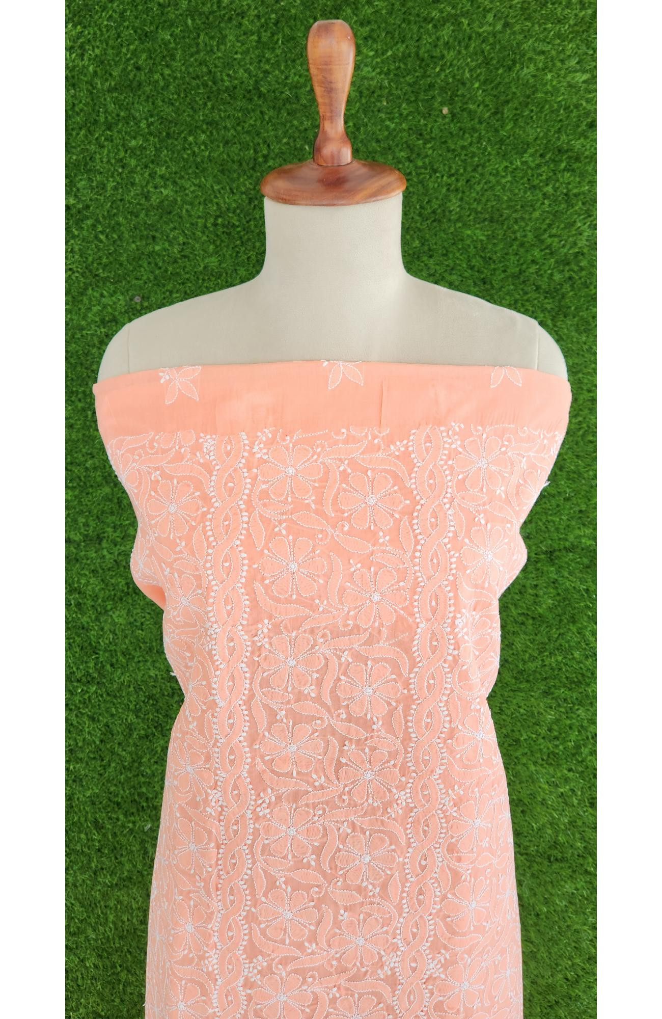 Peach Cotton Chikankari Kurta