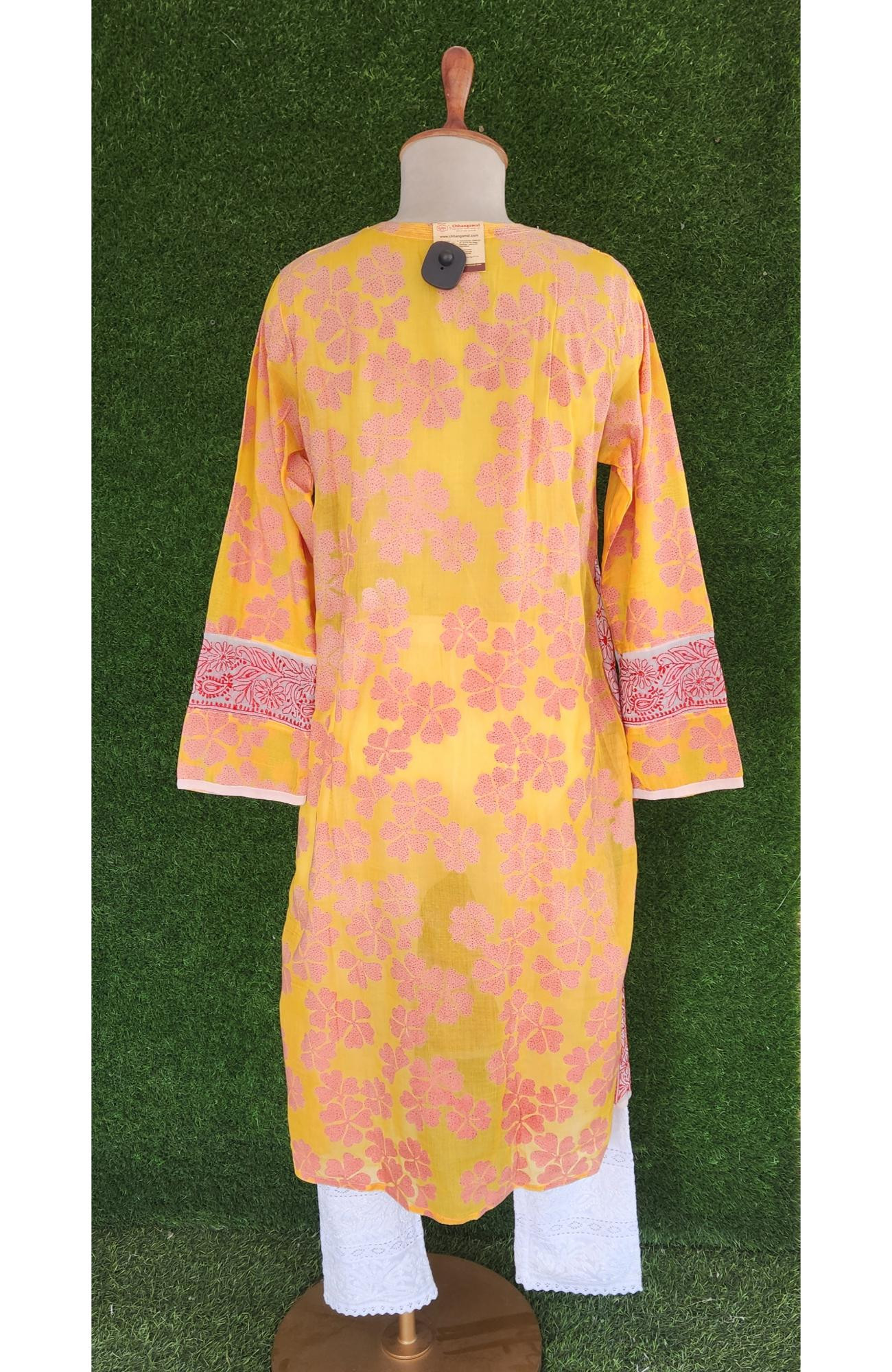 Pink Lemon Faux Georgette Chikankari Kurti