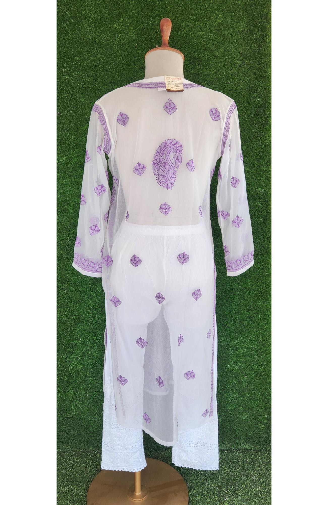 White Faux Georgette Chikankari Kurti