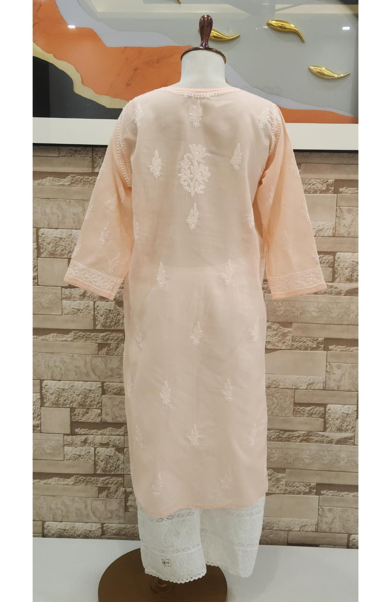 Pista Green  Cotton  Hand Embroidered Chikankari Kurti