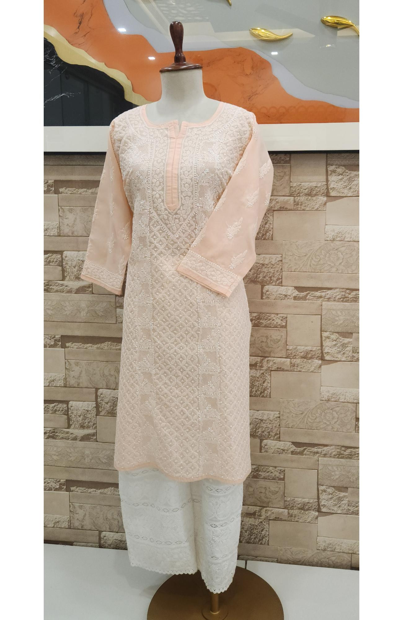 Pista Green  Cotton  Hand Embroidered Chikankari Kurti