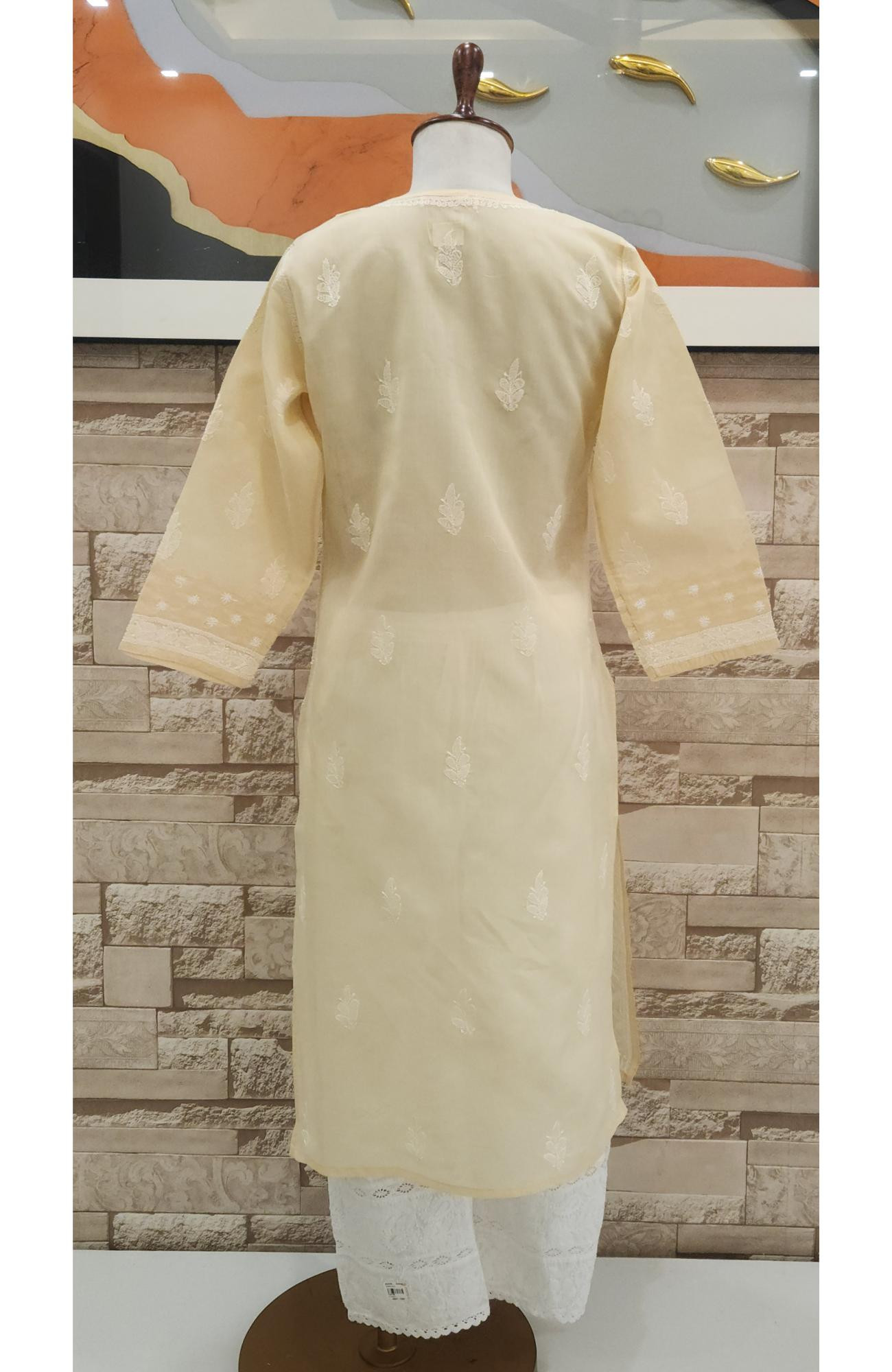 Fawn  Cotton  Hand Embroidered Chikankari Kurti I Rohia BY chhangamal