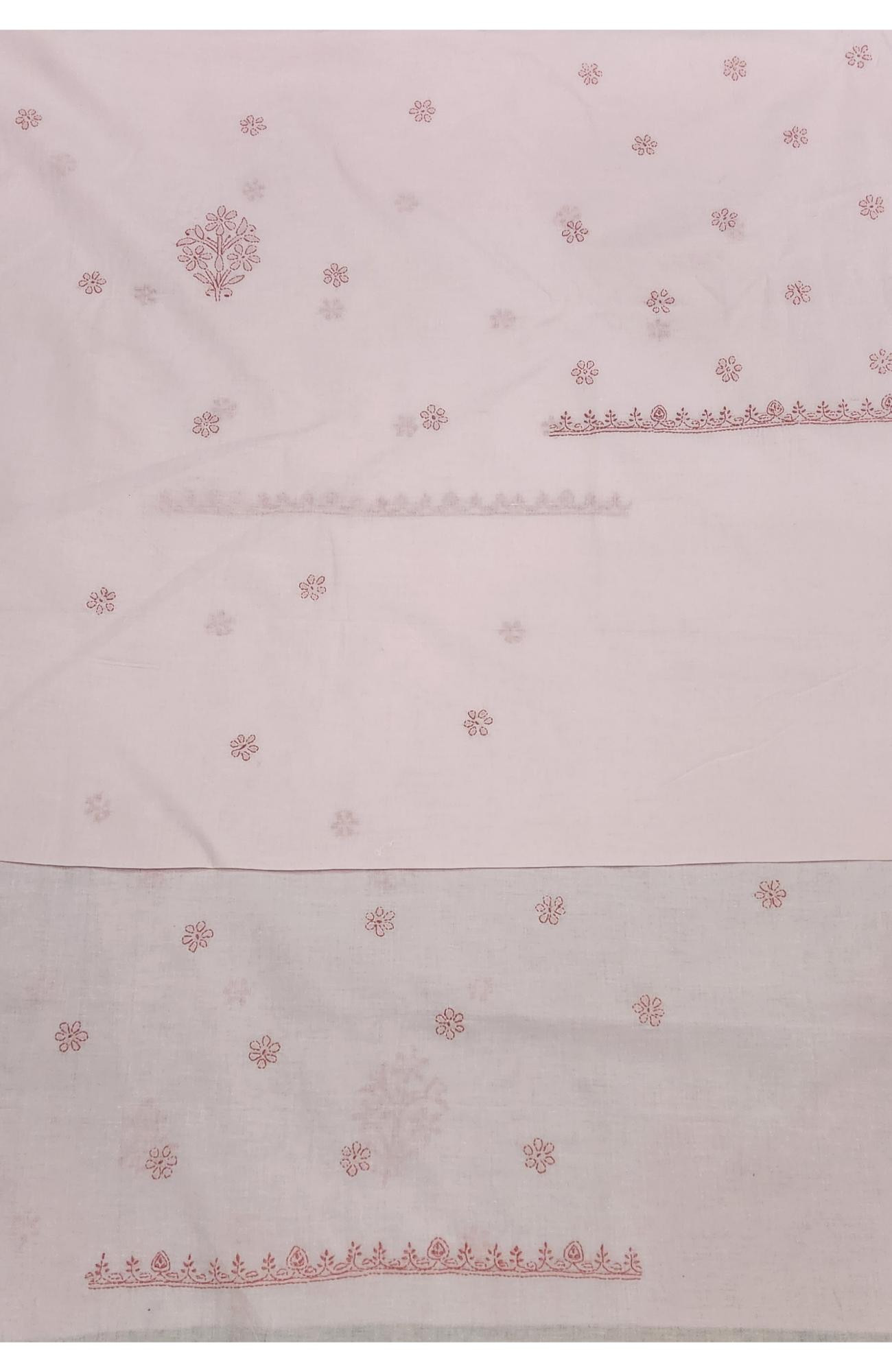Pink  Cotton Chikankari Suit Length