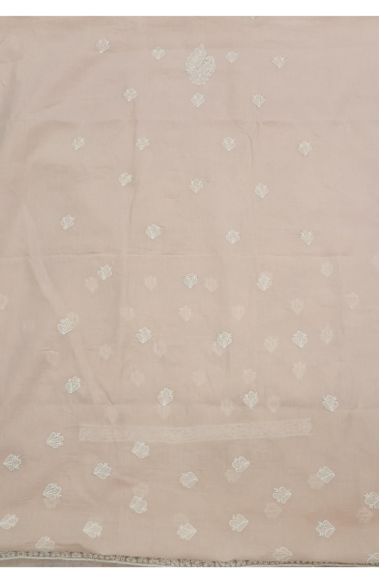 Light Peach Cotton Chikankari Suit Length