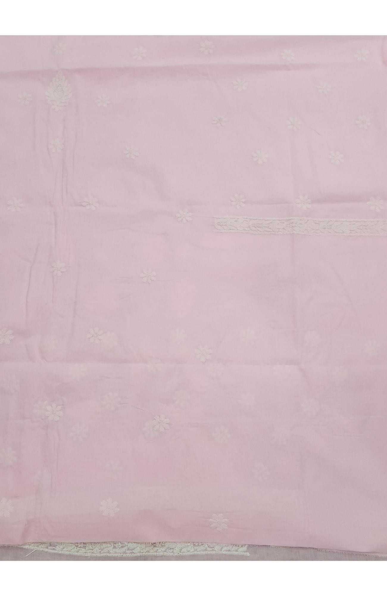 Pink  Cotton Chikankari Suit Length