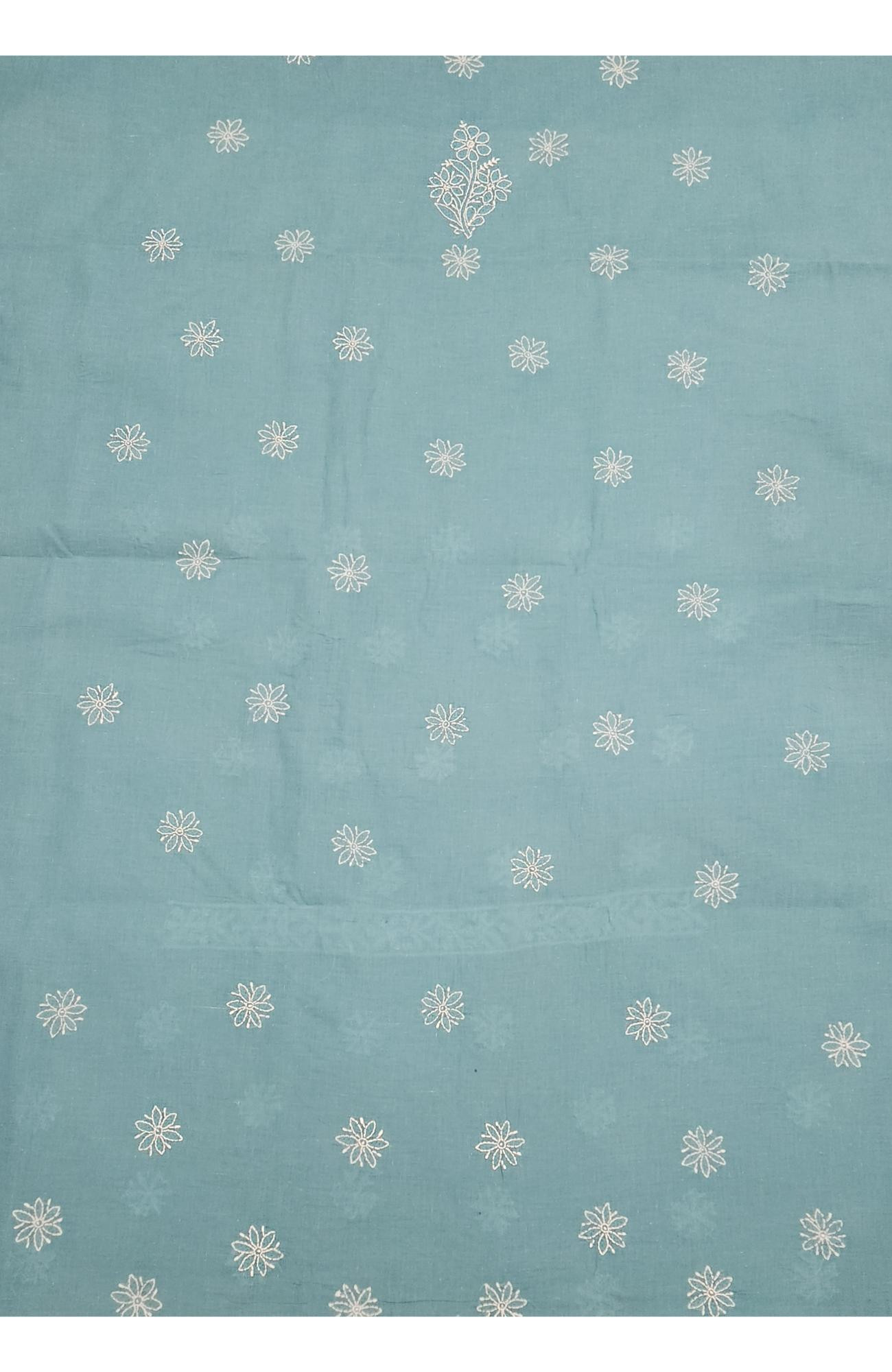 Grey Cotton Chikankari Suit Length