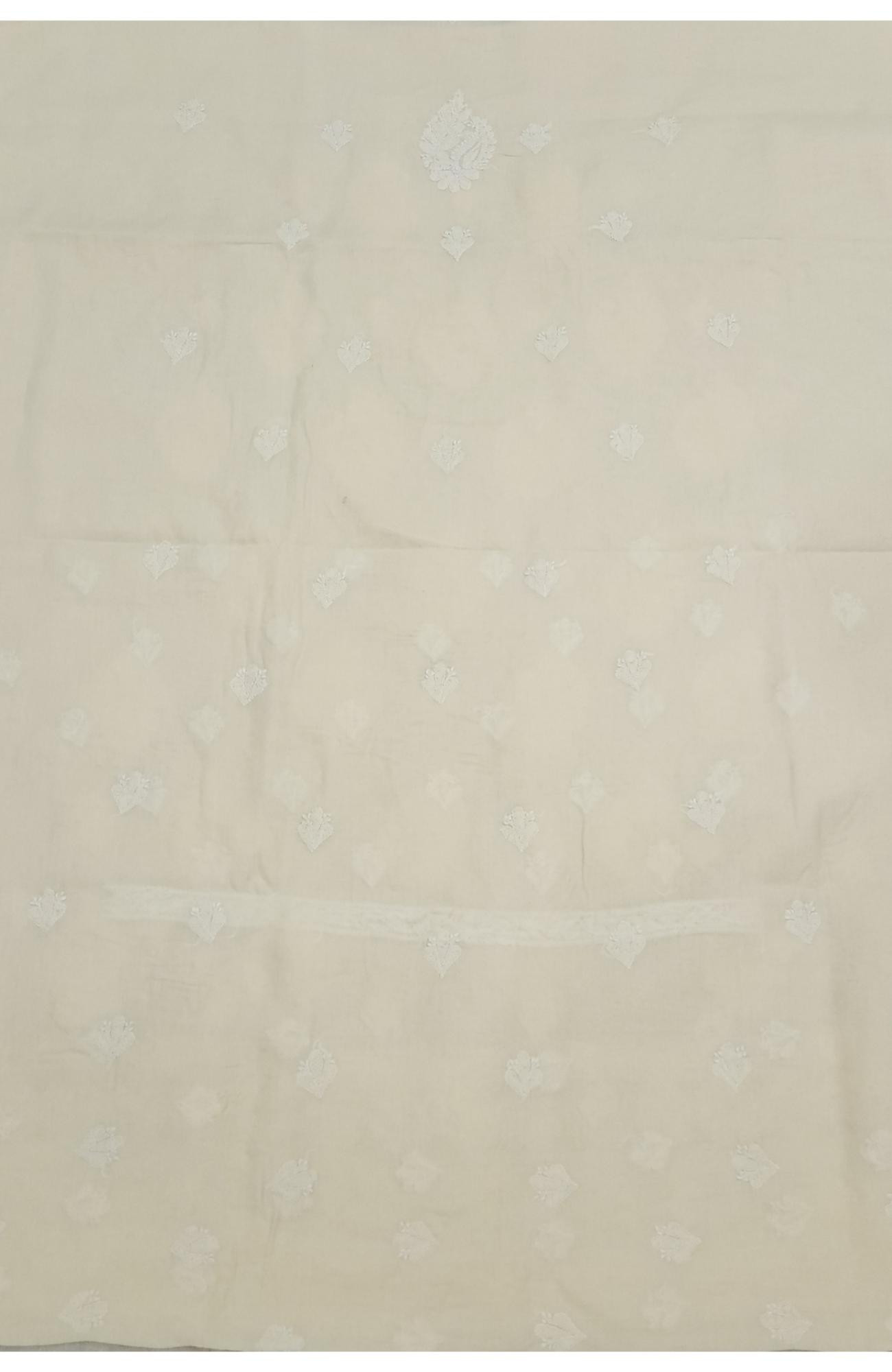 Custard Beige Cotton Chikankari Suit Length