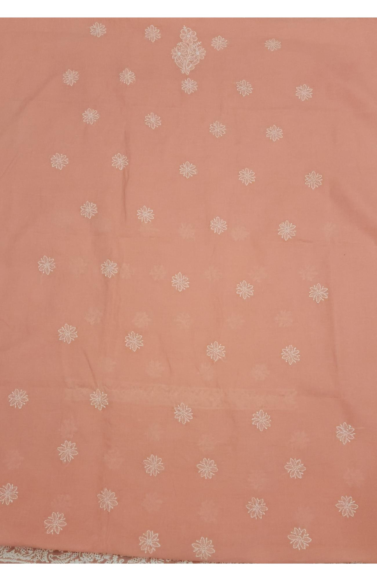 Peach Cotton Chikankari Suit Length