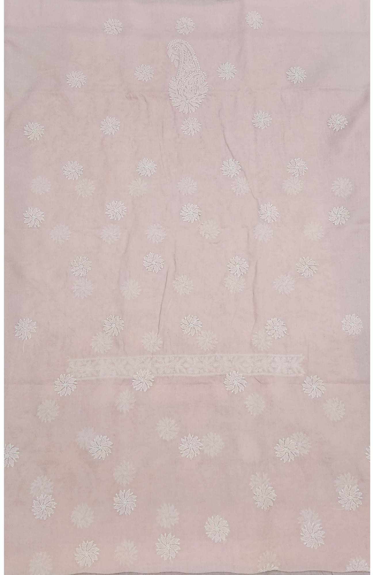 Pink Cotton Chikankari Suit Length