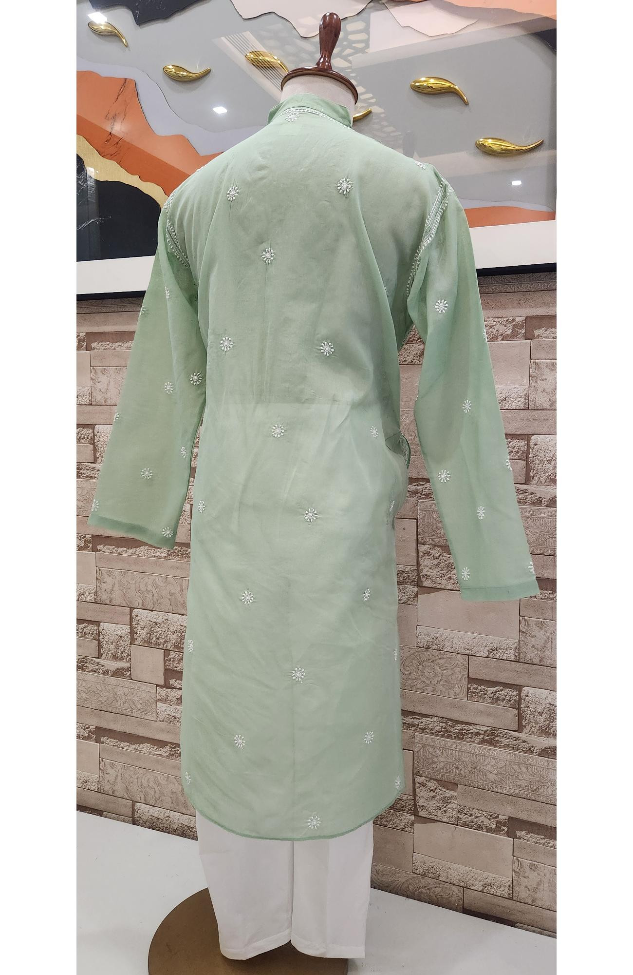 Light Green  Cotton Chikankari Kurta