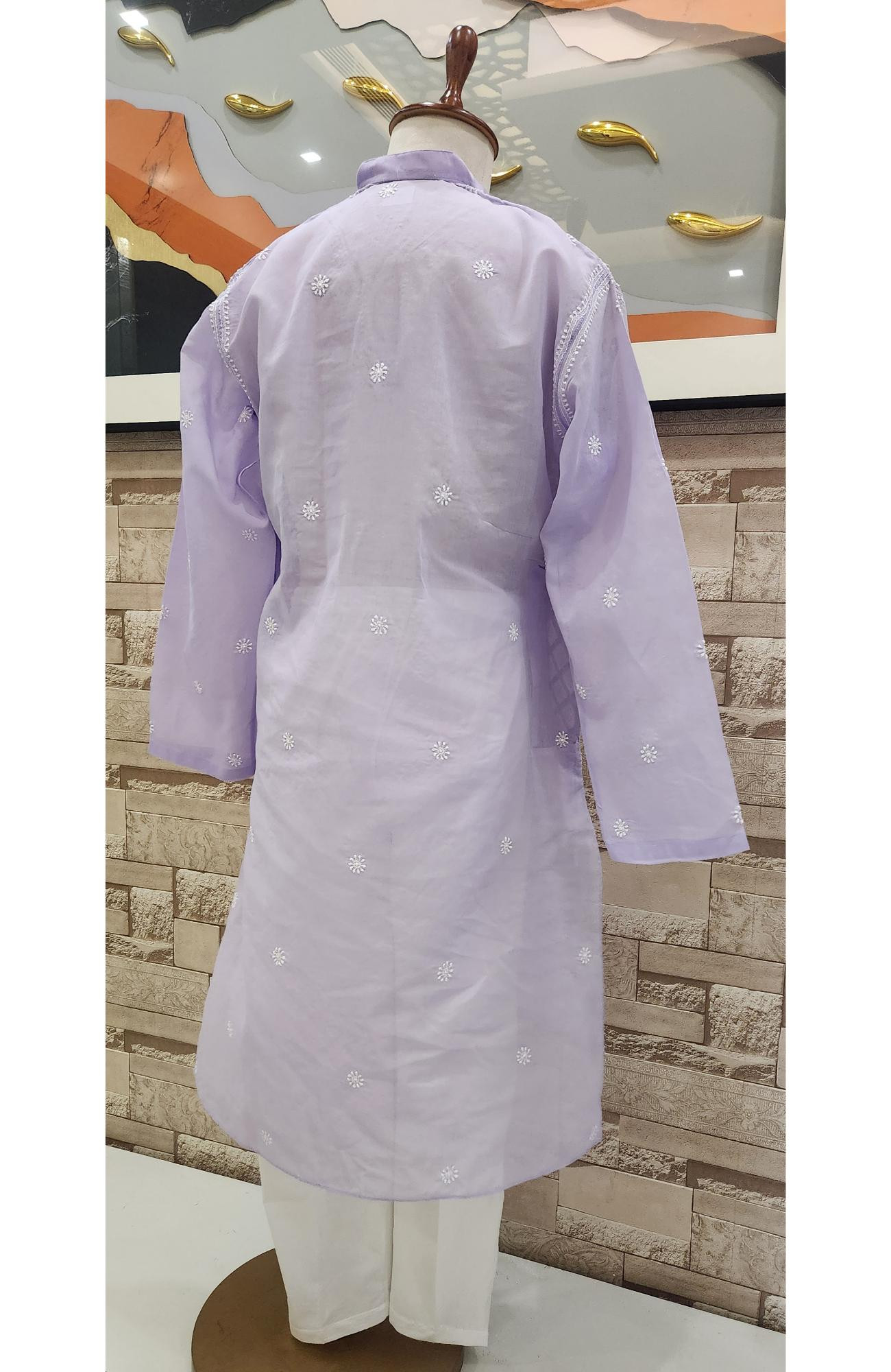 Blue Cotton Chikankari Kurta