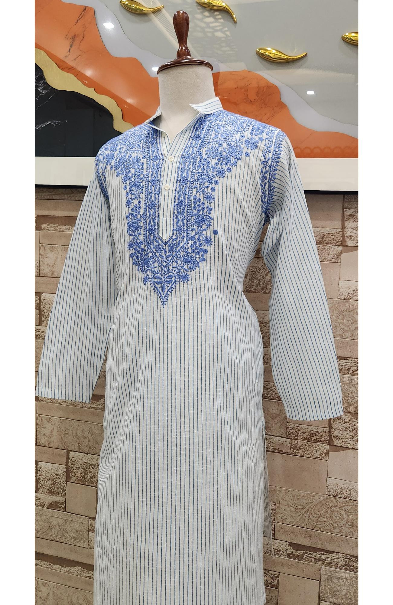 Cream Lining Cotton Chikankari Kurta