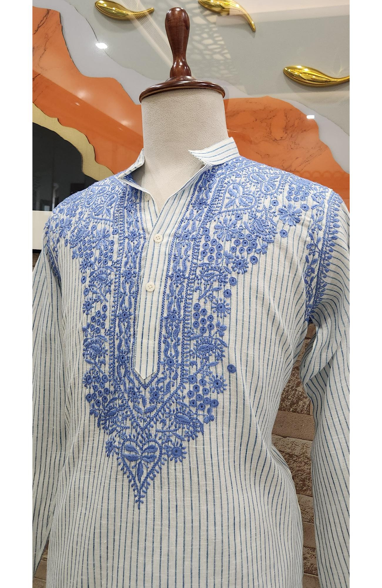 Cream Lining Cotton Chikankari Kurta