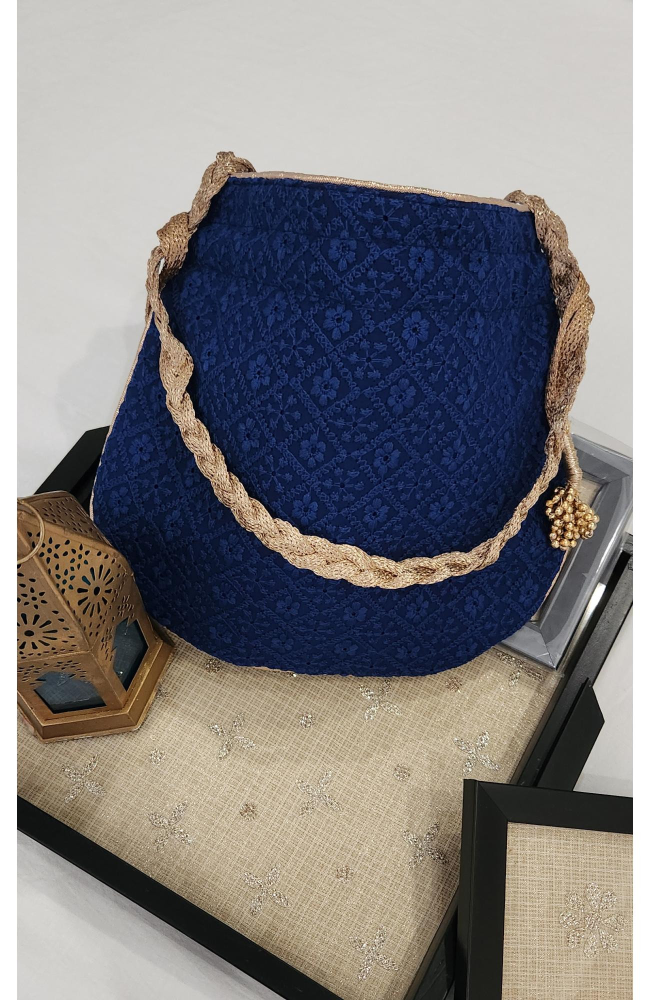 Navy Blue Hakuba Potli  Rohia By Chhangamal