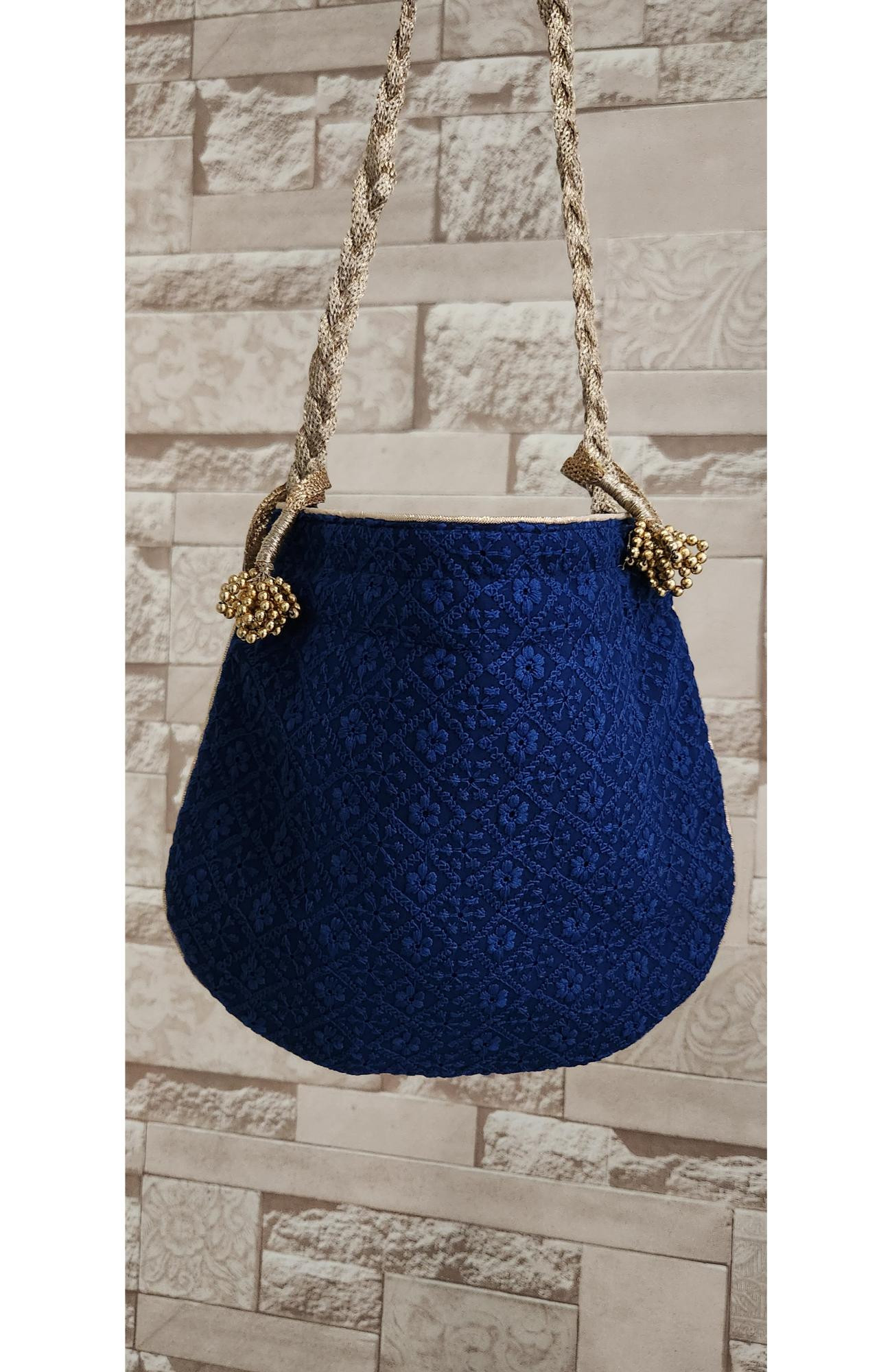 Navy Blue Hakuba Potli  Rohia By Chhangamal