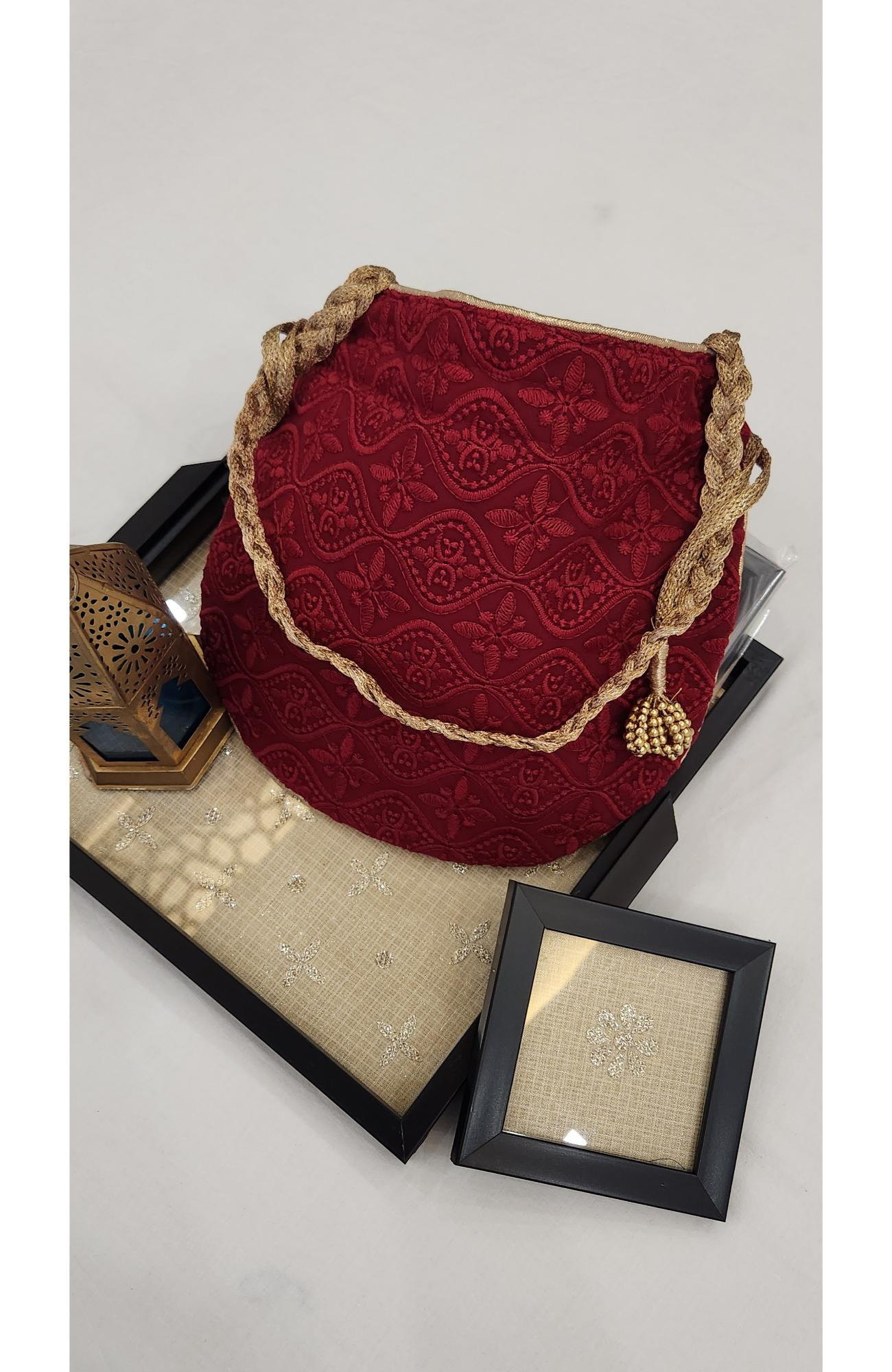 Maroon Hakuba Potli  Rohia By Chhangamal