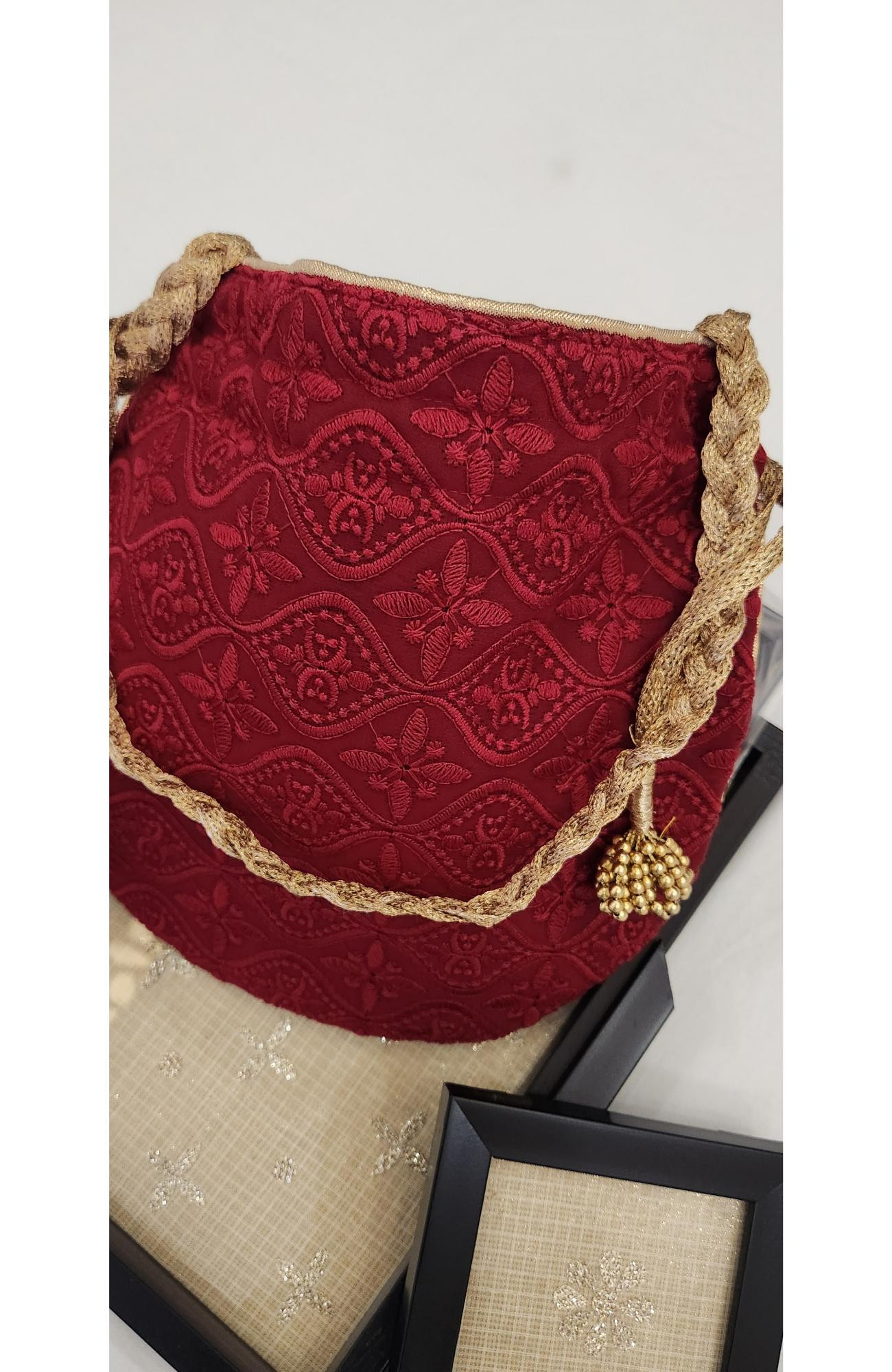 Maroon Hakuba Potli  Rohia By Chhangamal