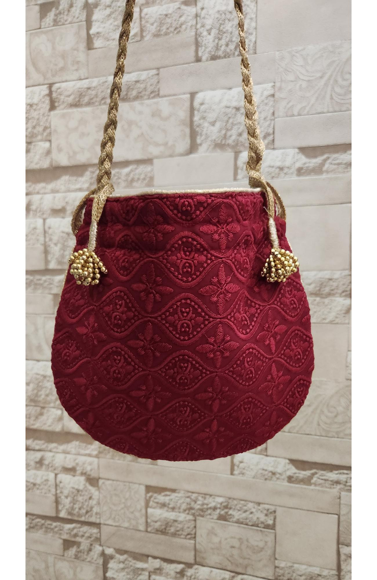 Maroon Hakuba Potli  Rohia By Chhangamal