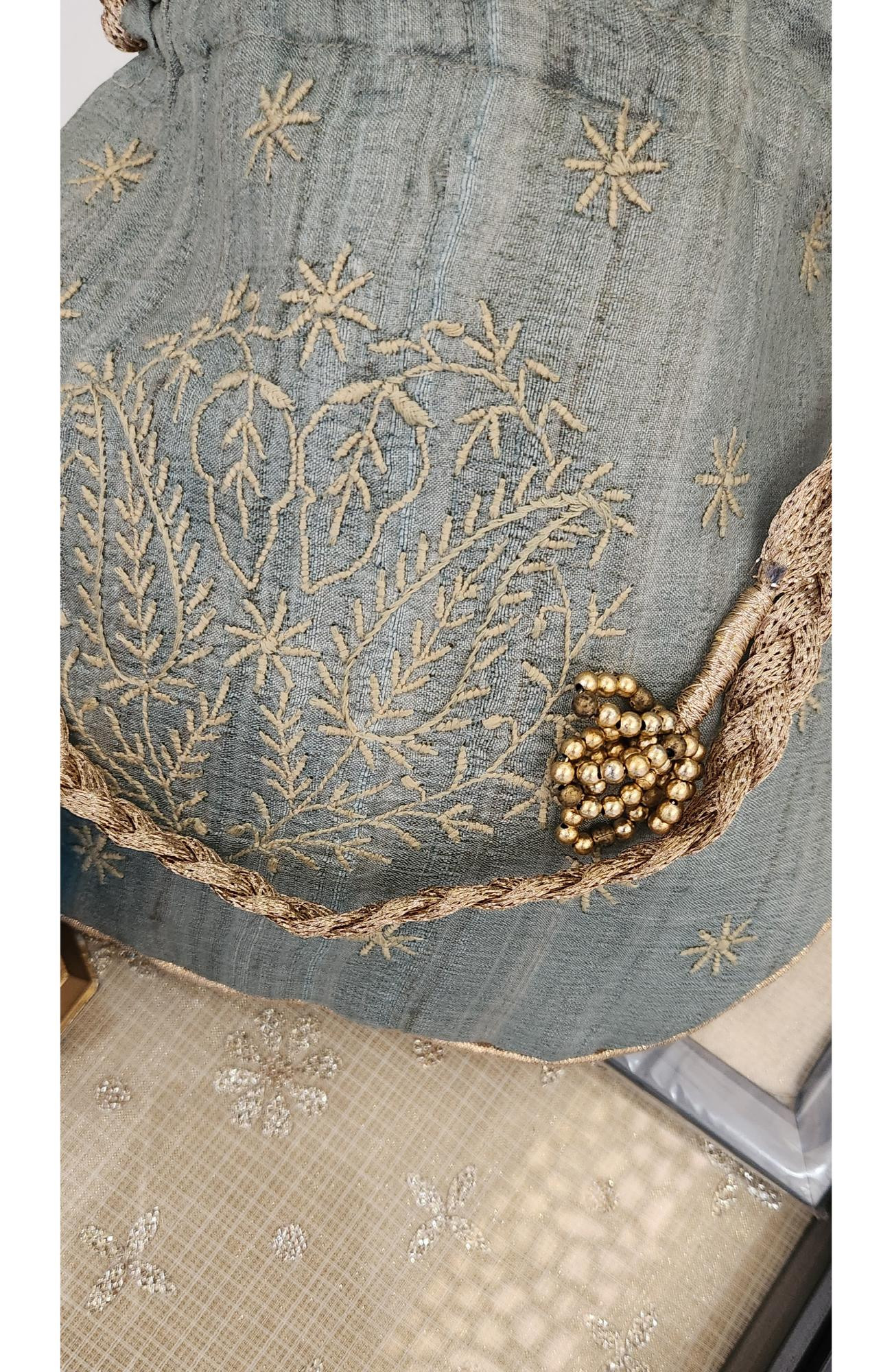 Green Monga Silk Chikankari Potli Rohia Chhangamal