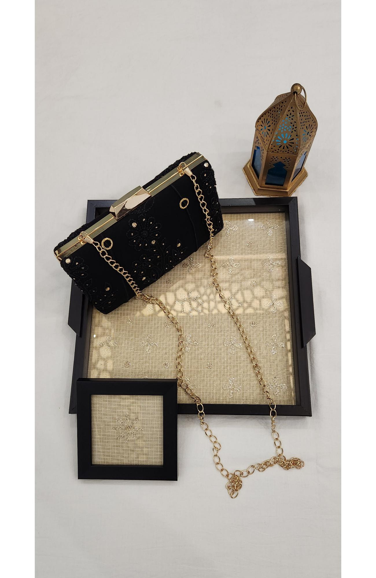 Black Pure Georgette Chikankari Bag Rohia Chhangamal