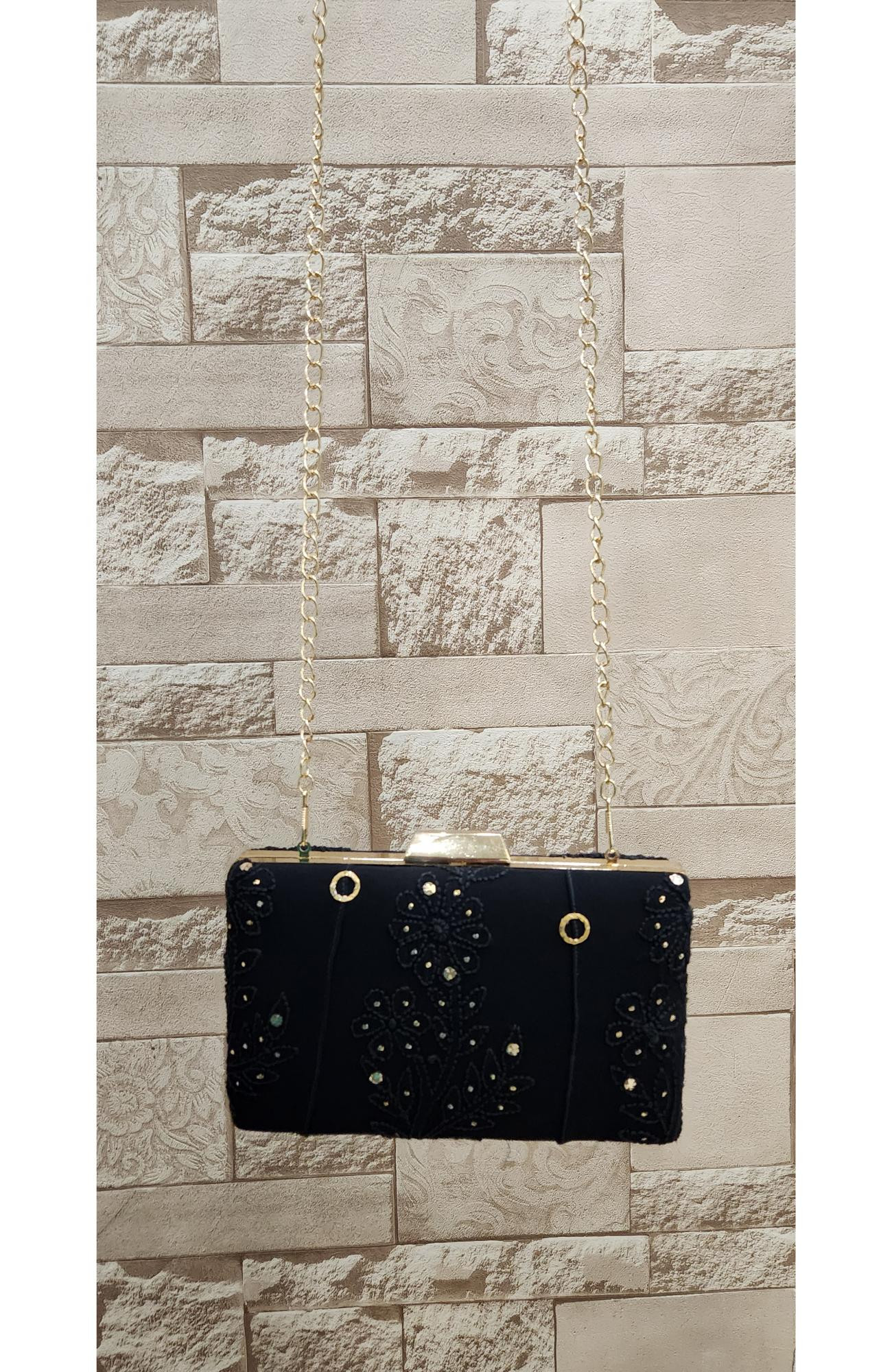 Black Pure Georgette Chikankari Bag Rohia Chhangamal