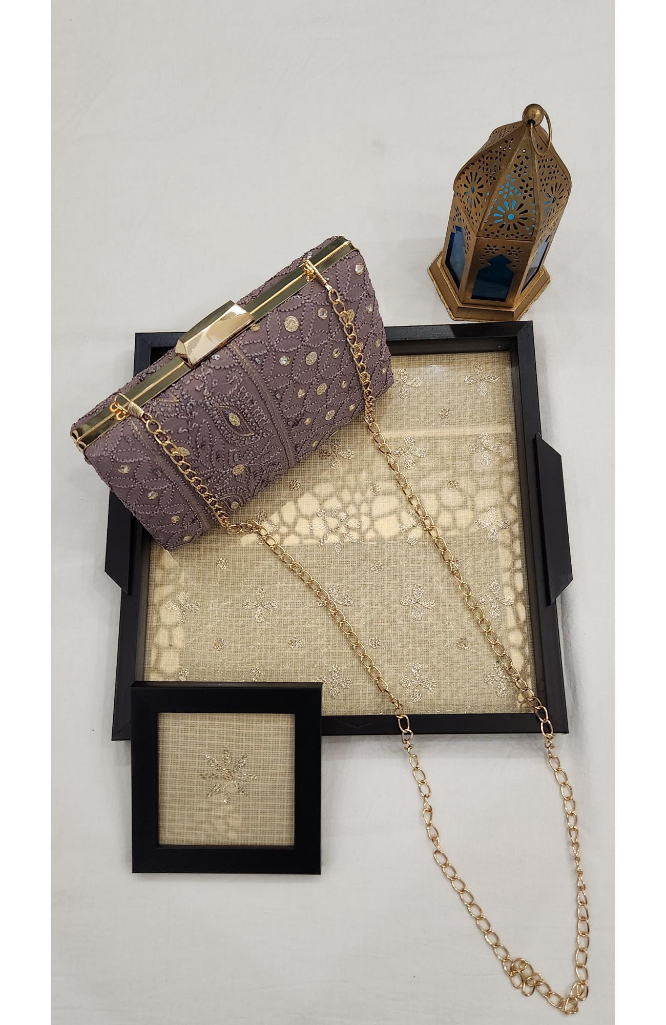 Mauve Pure Georgette Chikankari Bag Rohia Chhangamal