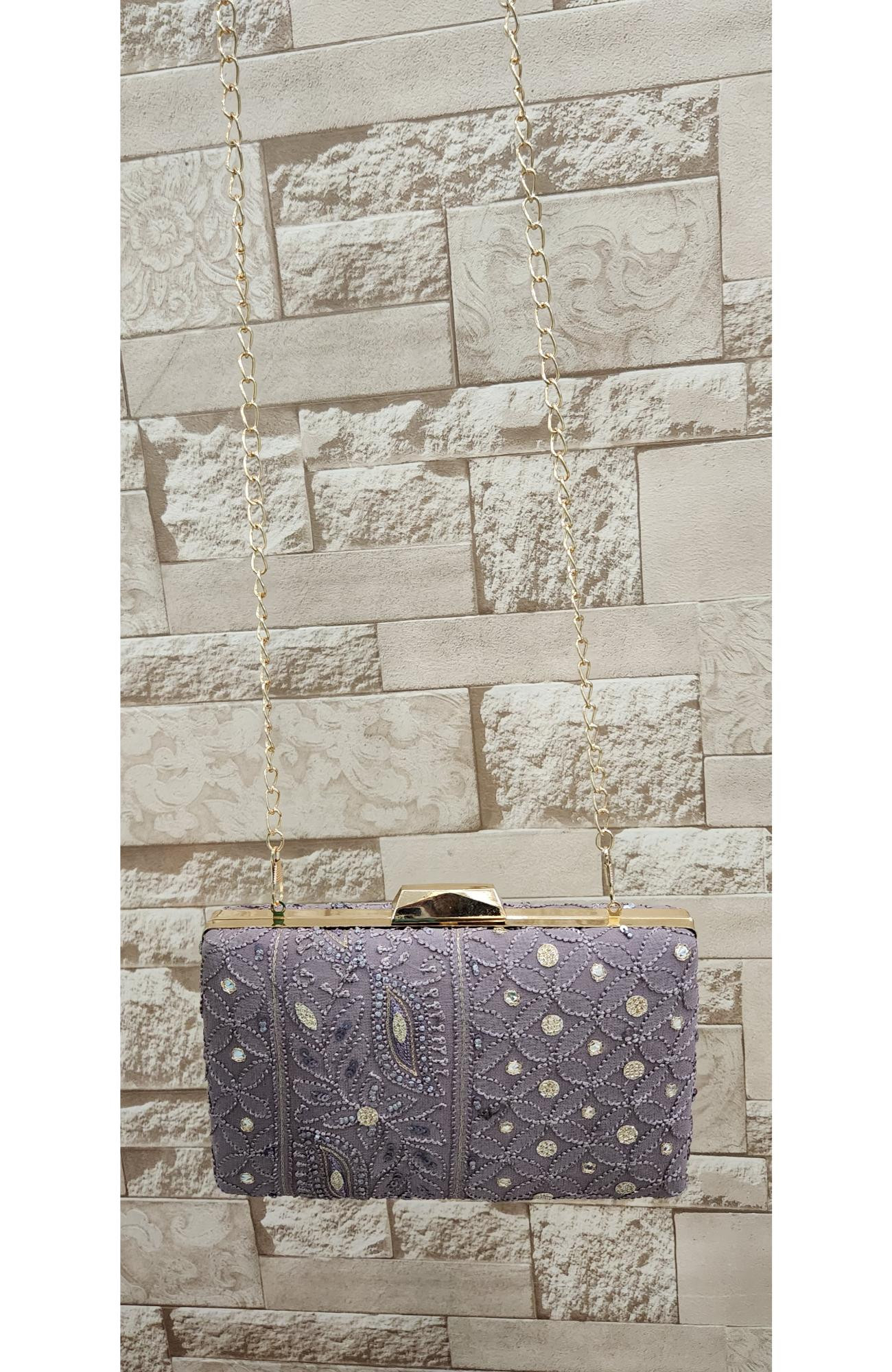 Mauve Pure Georgette Chikankari Bag Rohia Chhangamal