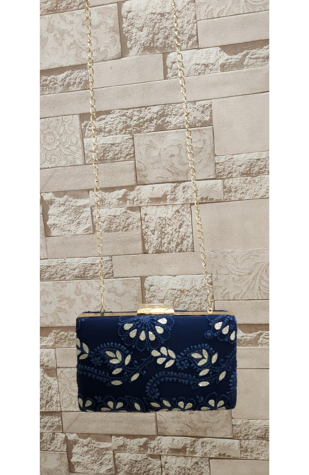 Blue Pure Georgette Chikankari Bag