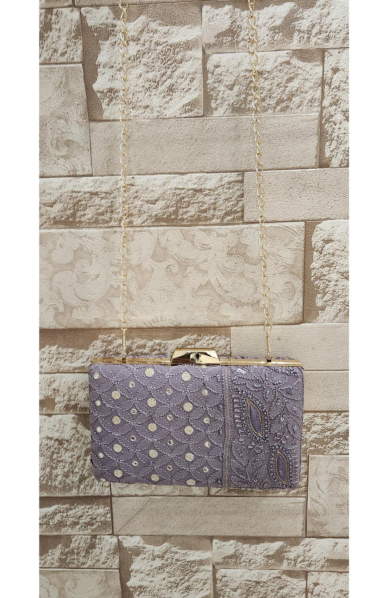Mauve Pure Georgette Chikankari Bag Rohia Chhangamal