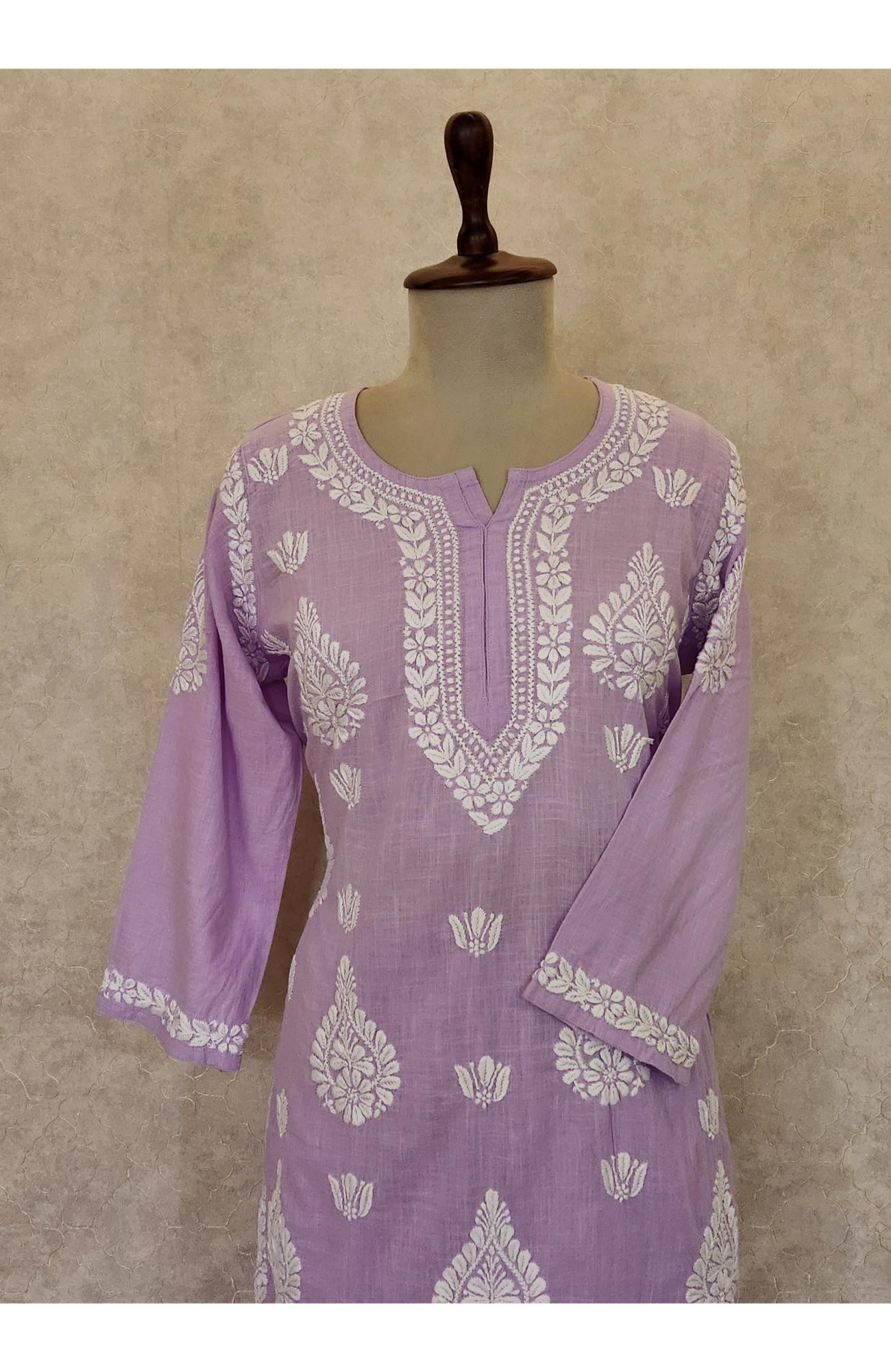Lavender Cotton Chikankari Kurta & Pant Set